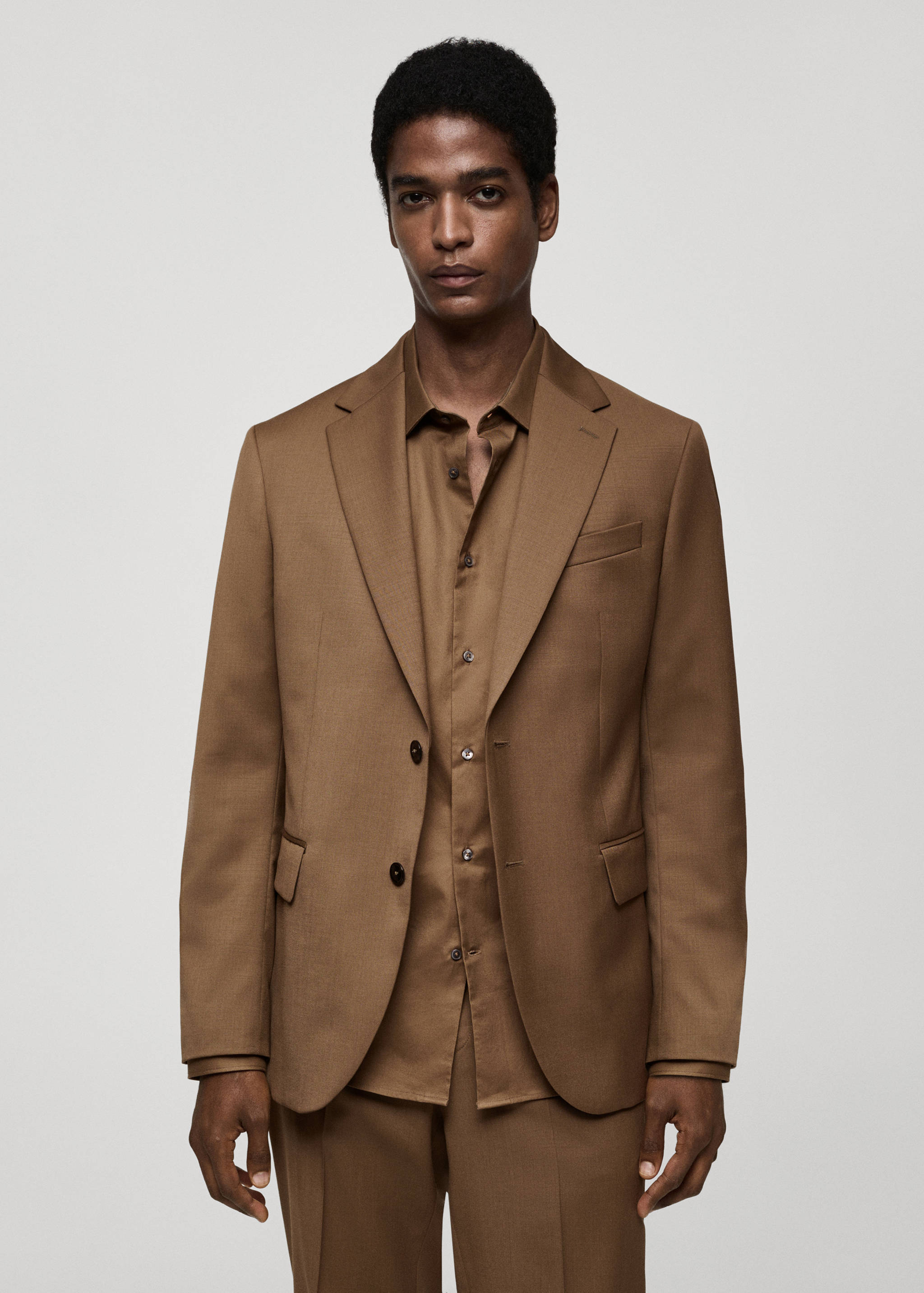 100% virgin wool slim-fit suit jacket - Medium plane