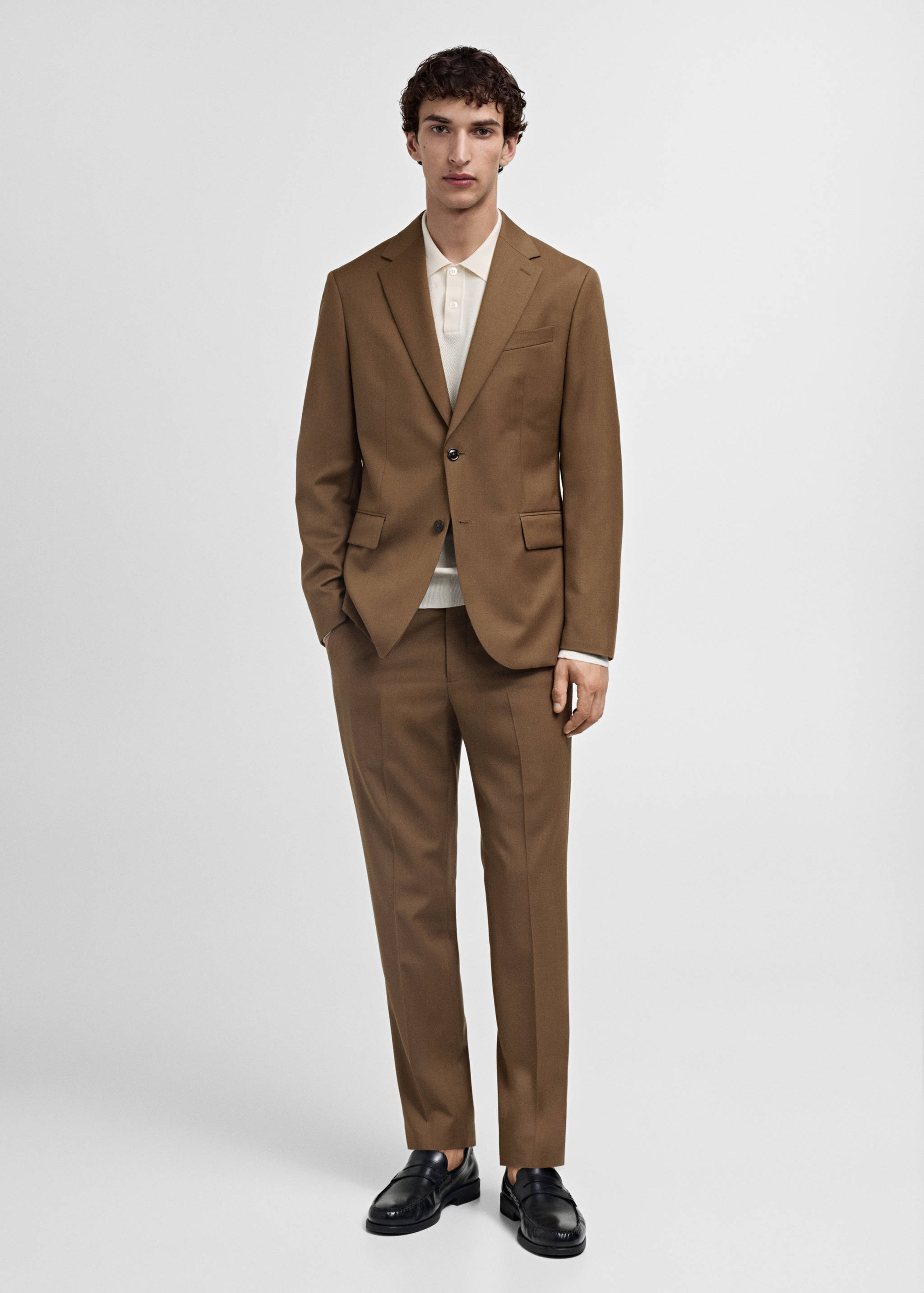 100% virgin wool slim-fit suit jacket - General plane