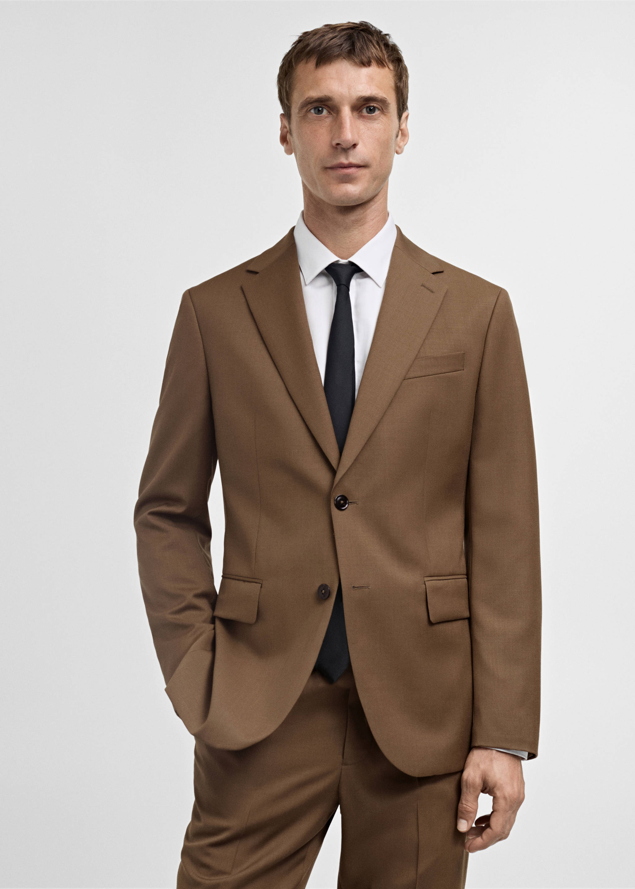 100% 纯羊毛修身西装外套 - null