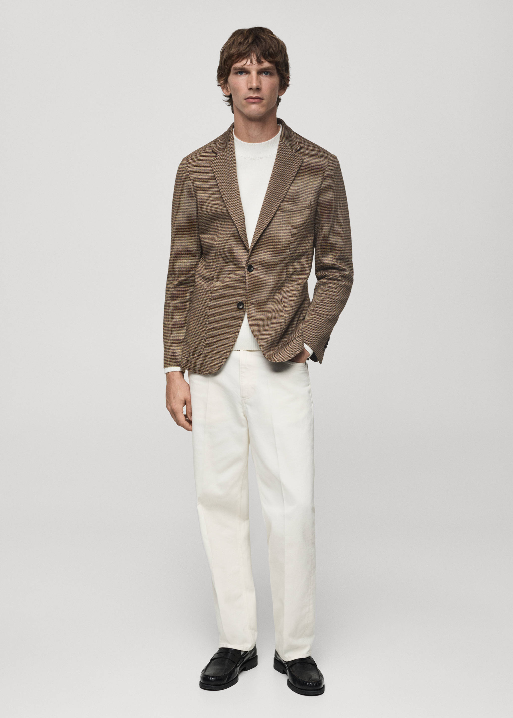 Slim-fit micro-houndstooth jacket - General plane