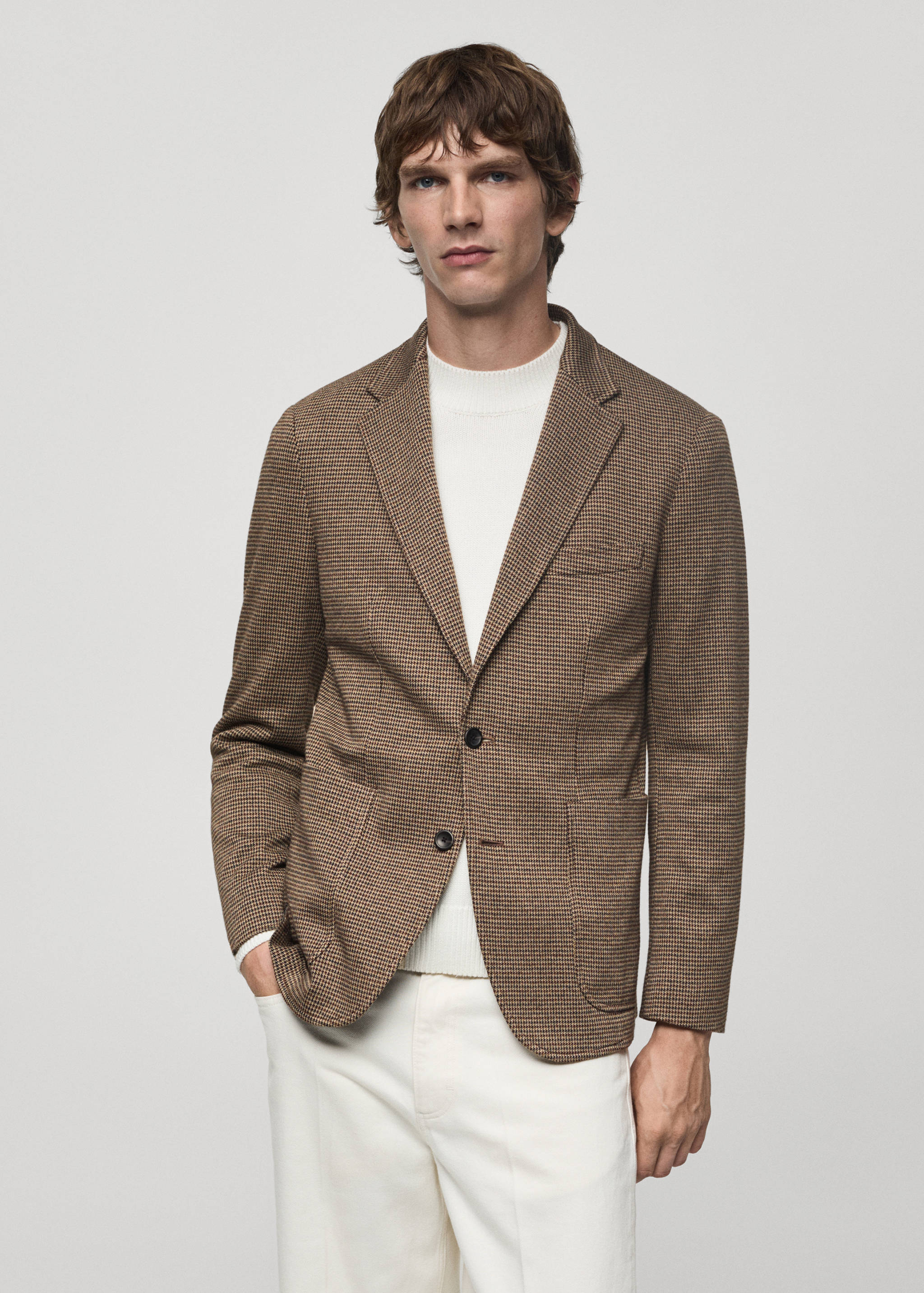 Slim-fit micro-houndstooth jacket - Medium plane