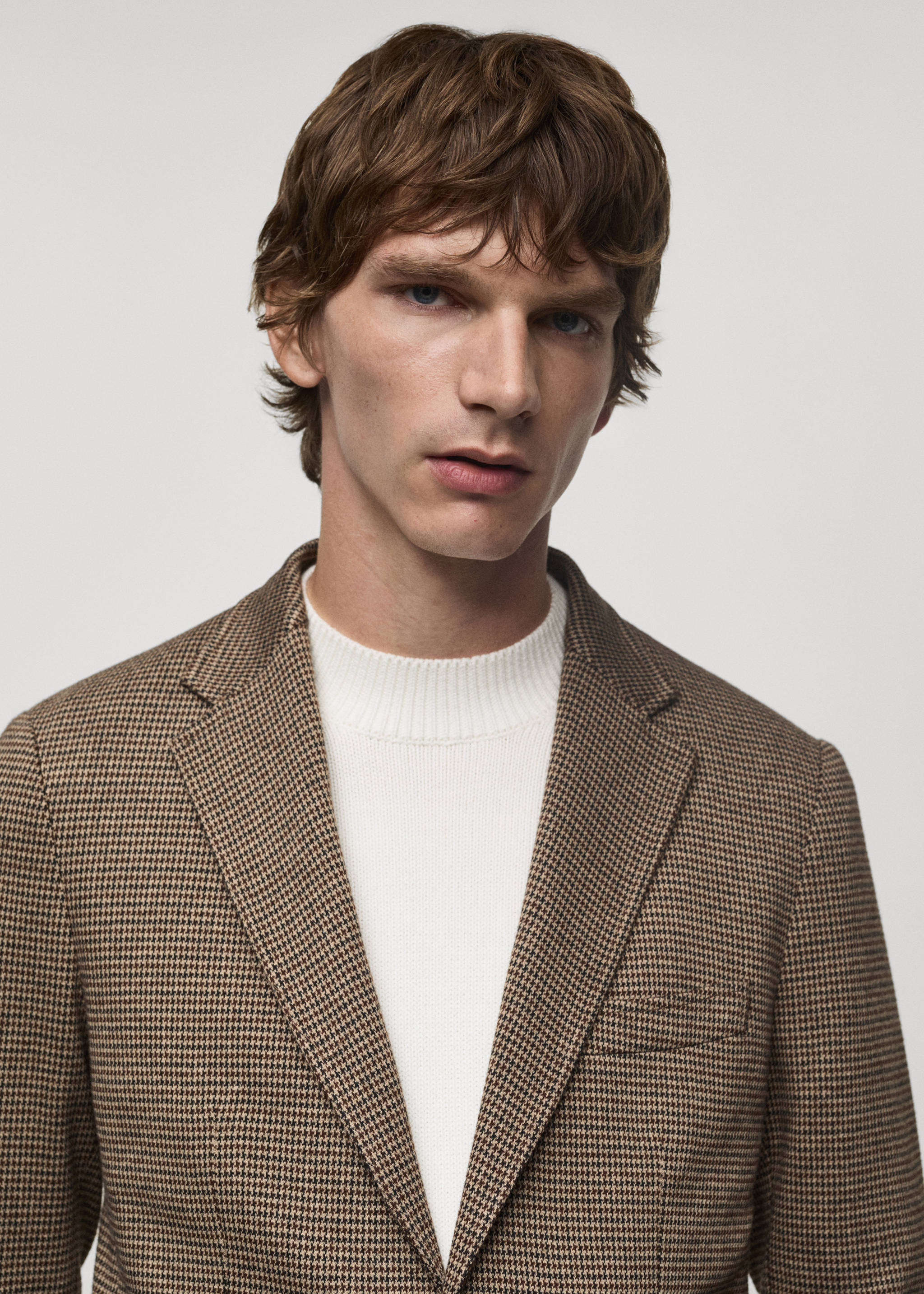 Slim-fit micro-houndstooth jacket - Details of the article 1