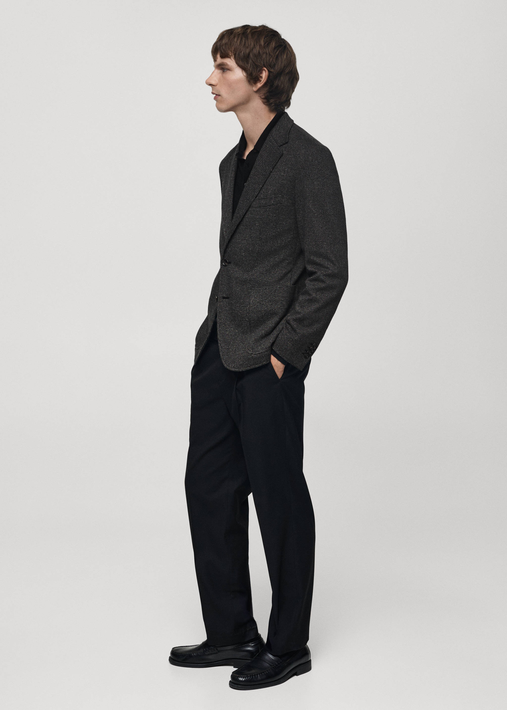 Slim-fit micro-houndstooth jacket - Details of the article 1