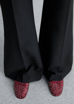 Studded mesh ballerina shoes — Burgundy 2