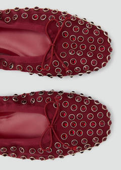 Studded mesh ballerina shoes — Burgundy 6