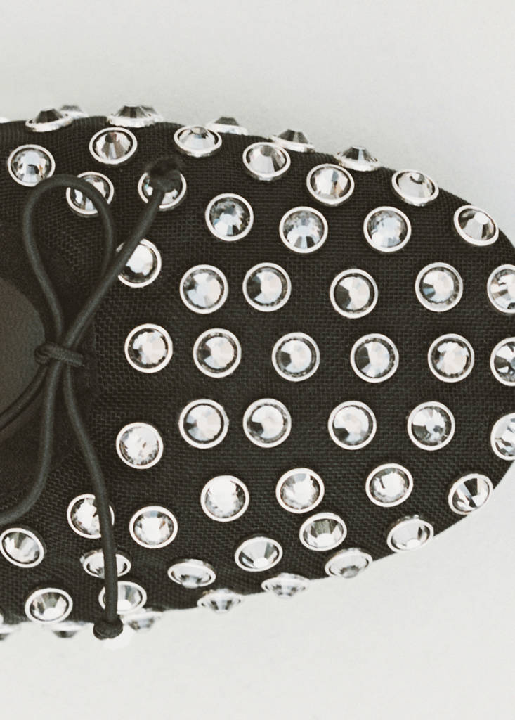 Studded mesh ballerina shoes — Black
