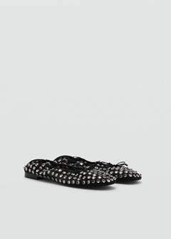 Studded mesh ballerina shoes — Black 3