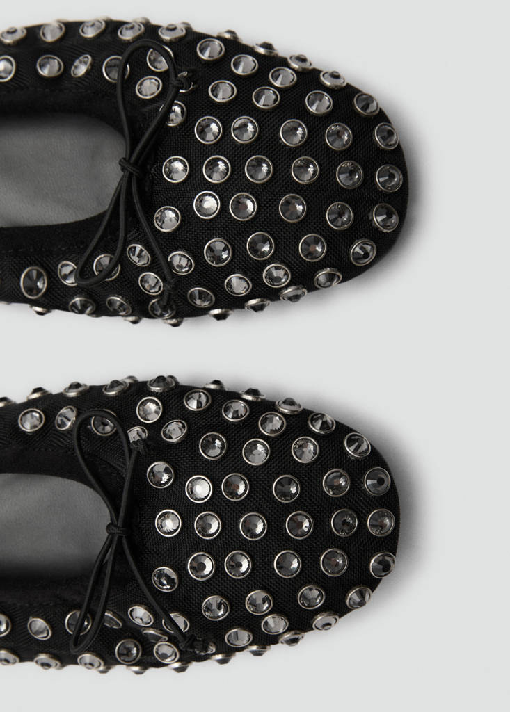 Studded mesh ballerina shoes — Black