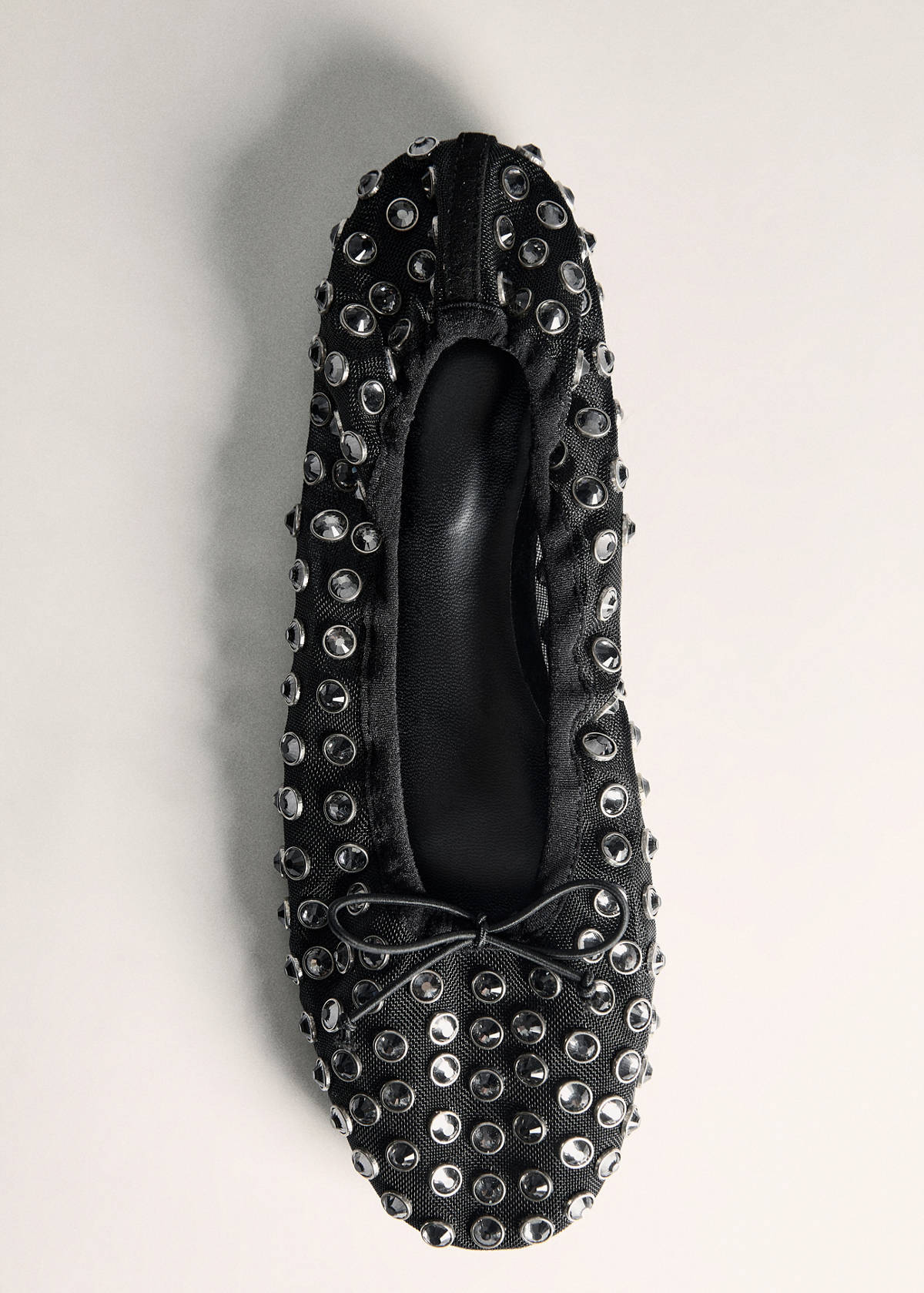 Studded mesh ballerina shoes — Black