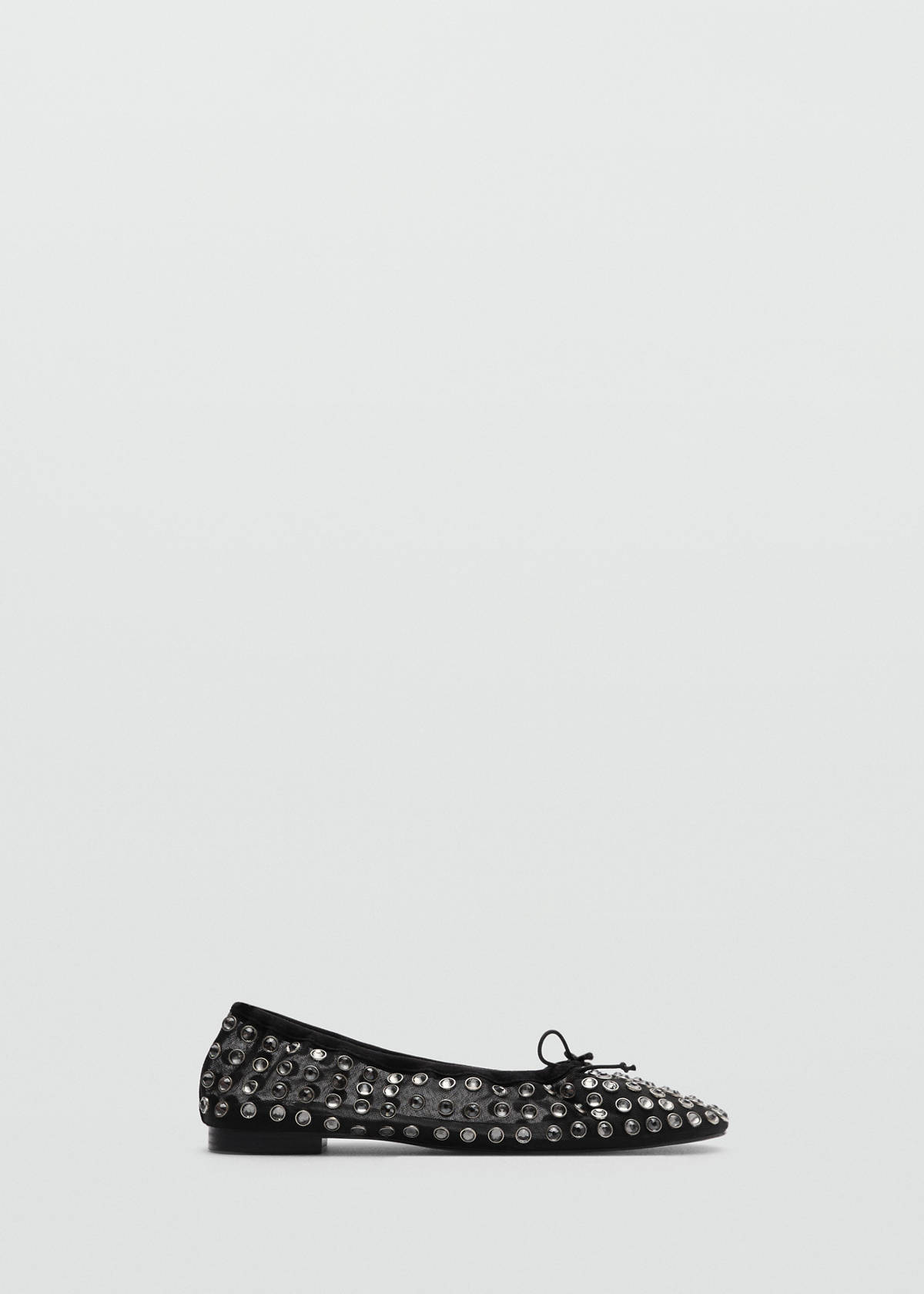 Studded mesh ballerina shoes — Black