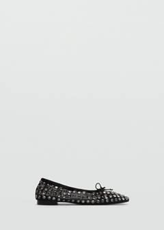 Studded mesh ballerina shoes — Black 2