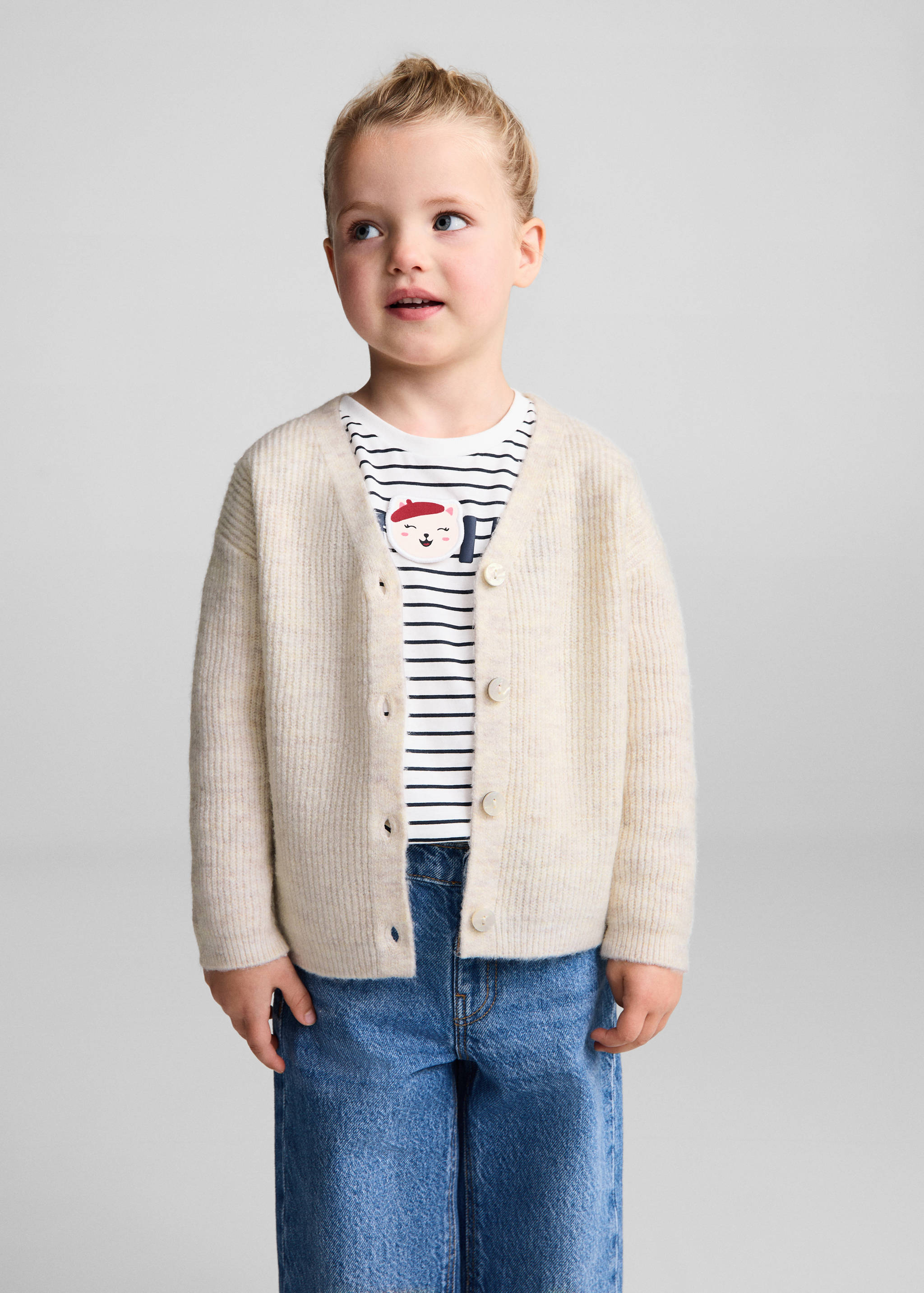 Buttoned ribbed cardigan - Medium plane