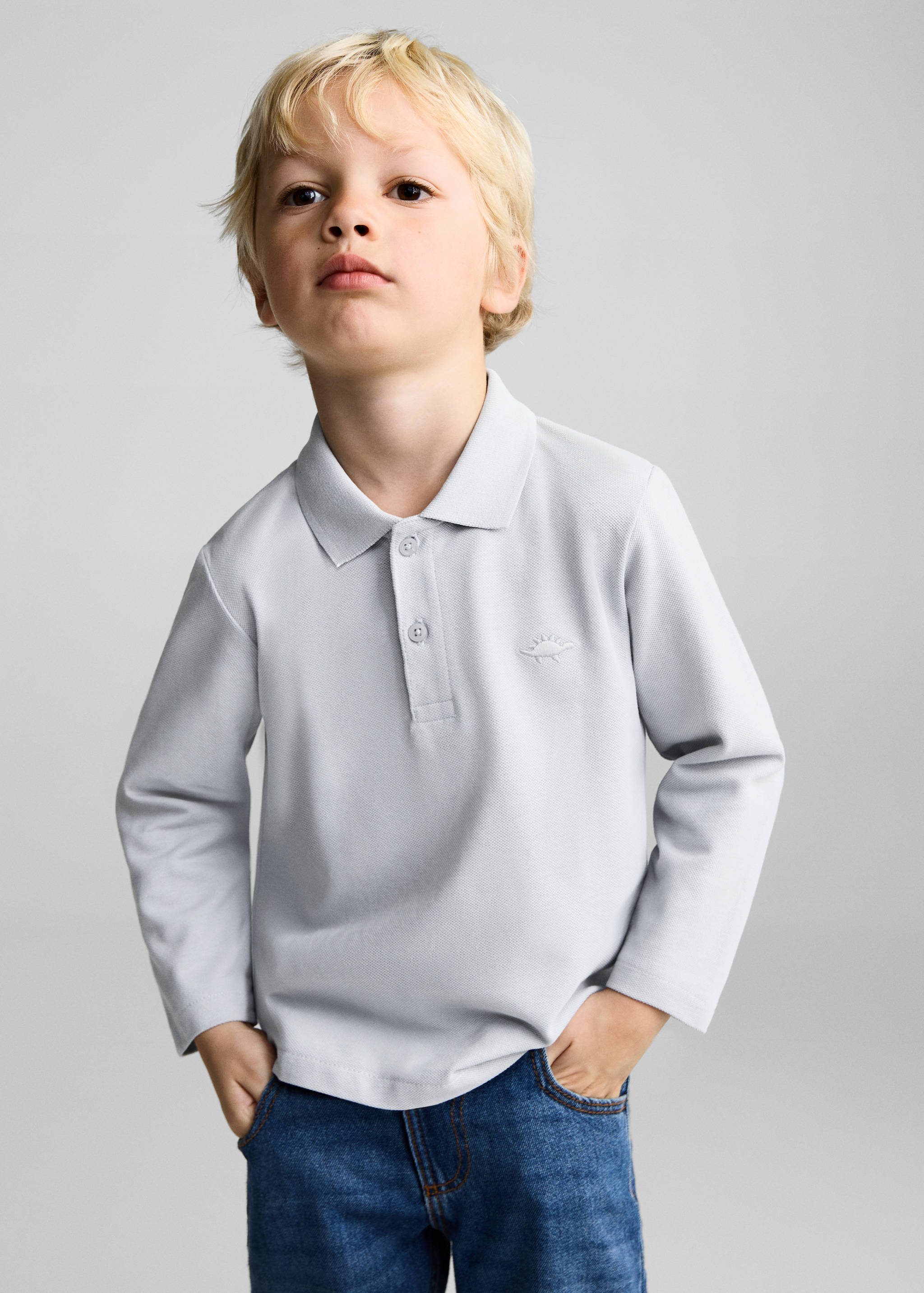 Long sleeves cotton polo - Medium plane