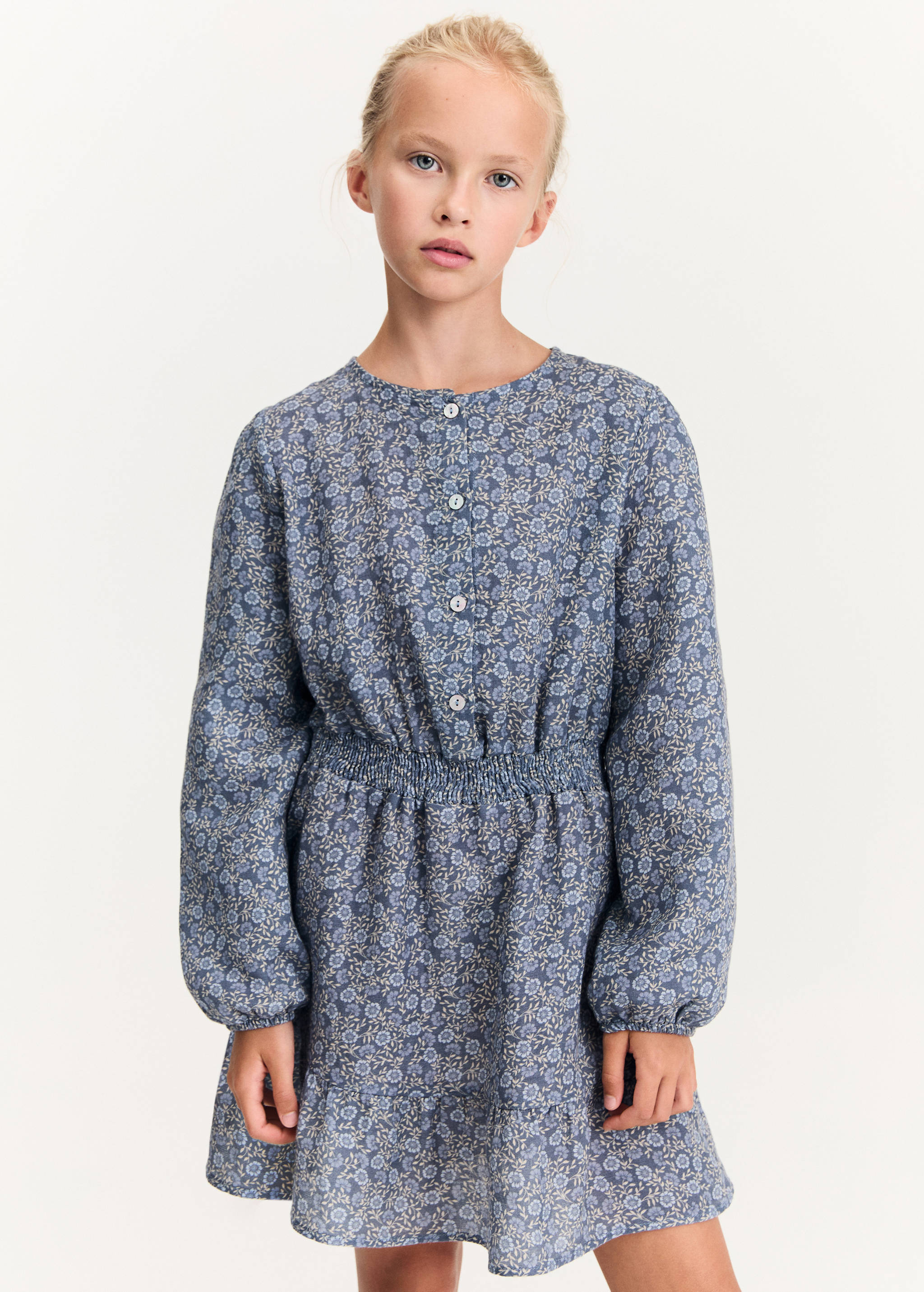 Buttoned flowers dress - Medium plane