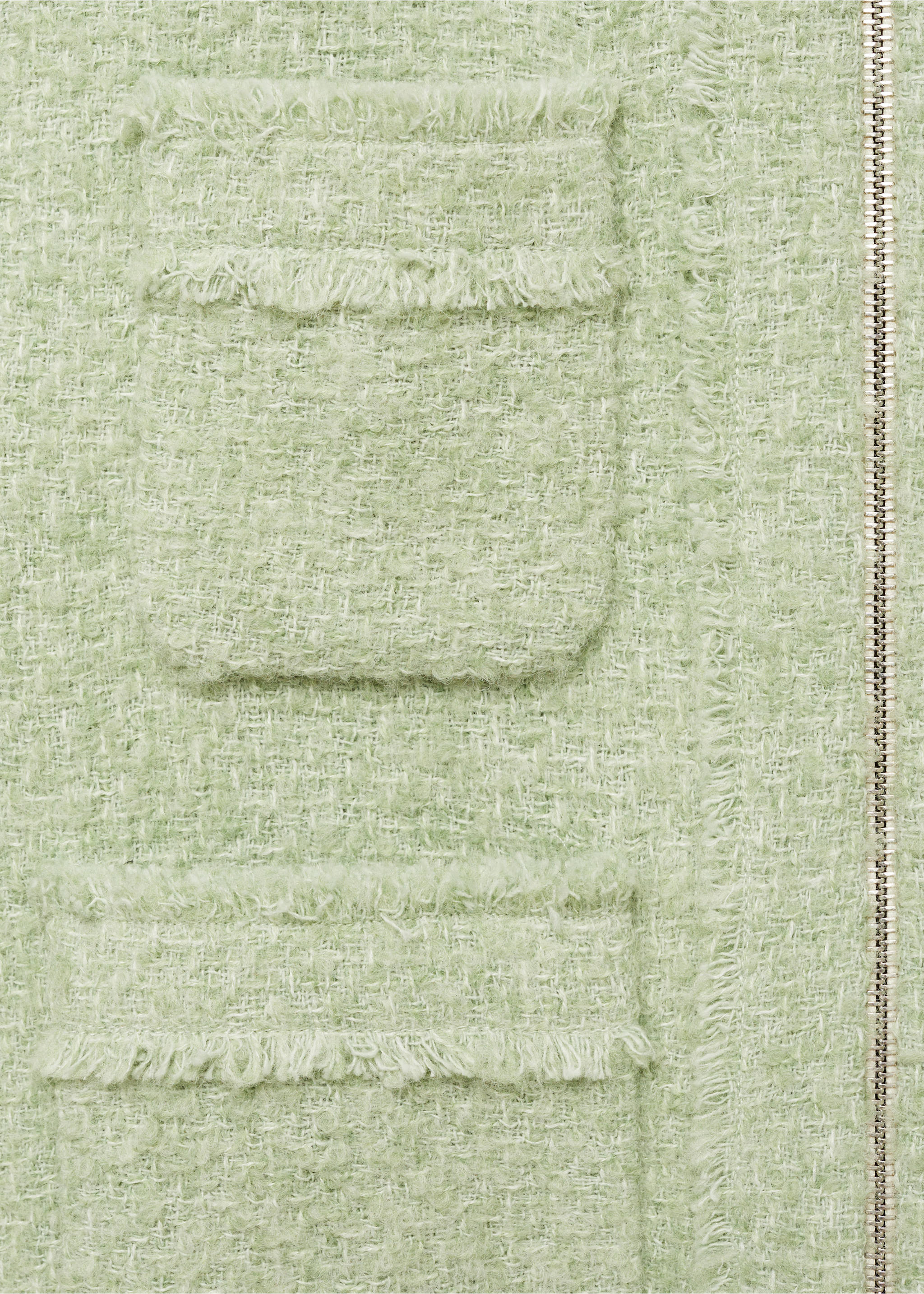 Fermuarlı tüvit ceket - Ürün detayı 0, Pastel Yeşil. Ref: 77046358-00.
