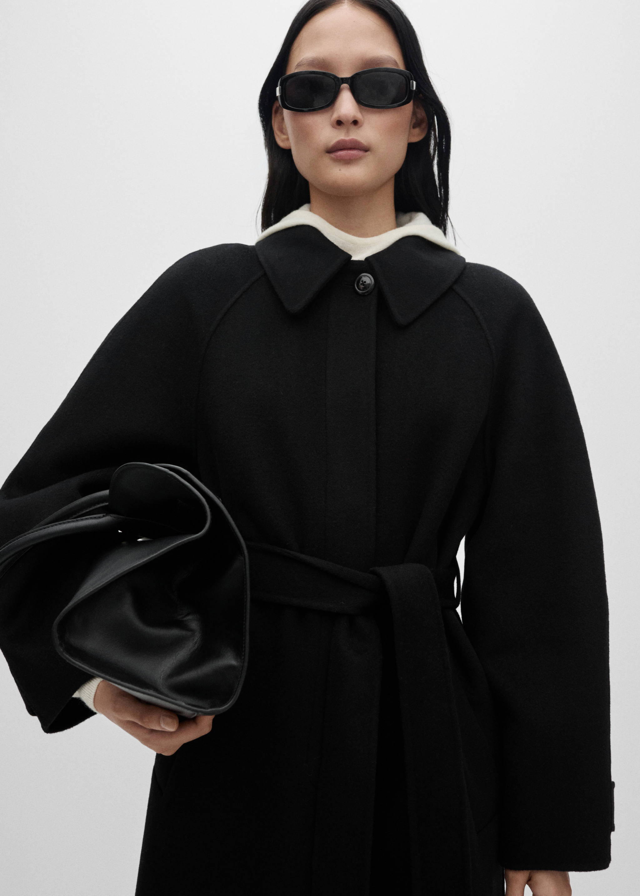 Manteau laine ceinture - Plan moyen