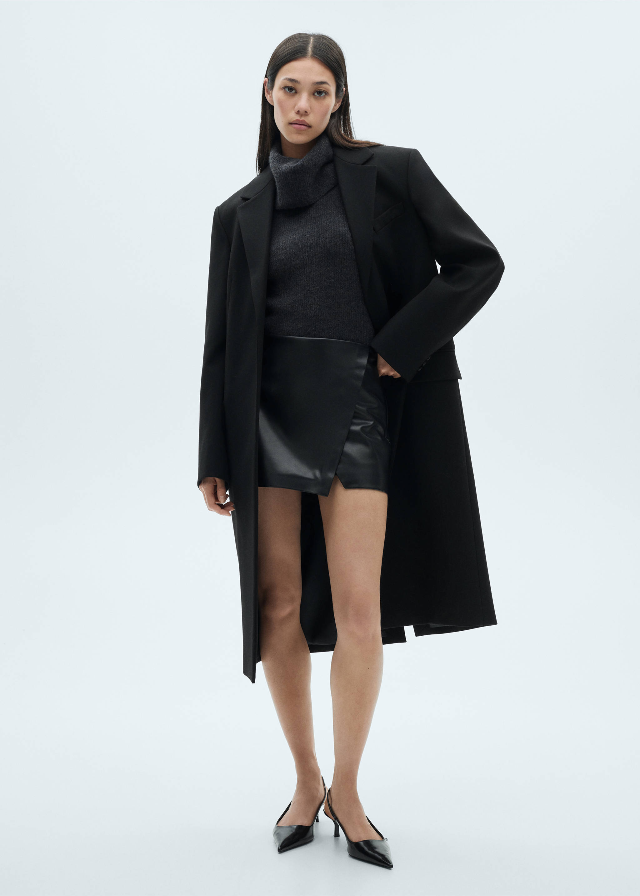 Faux-leather culottes - General plane, Black. Ref: 77046722-00.