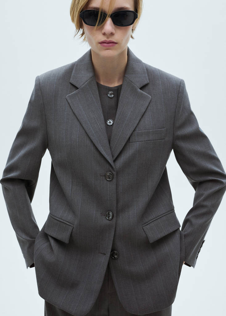 Pinstripe suit blazer