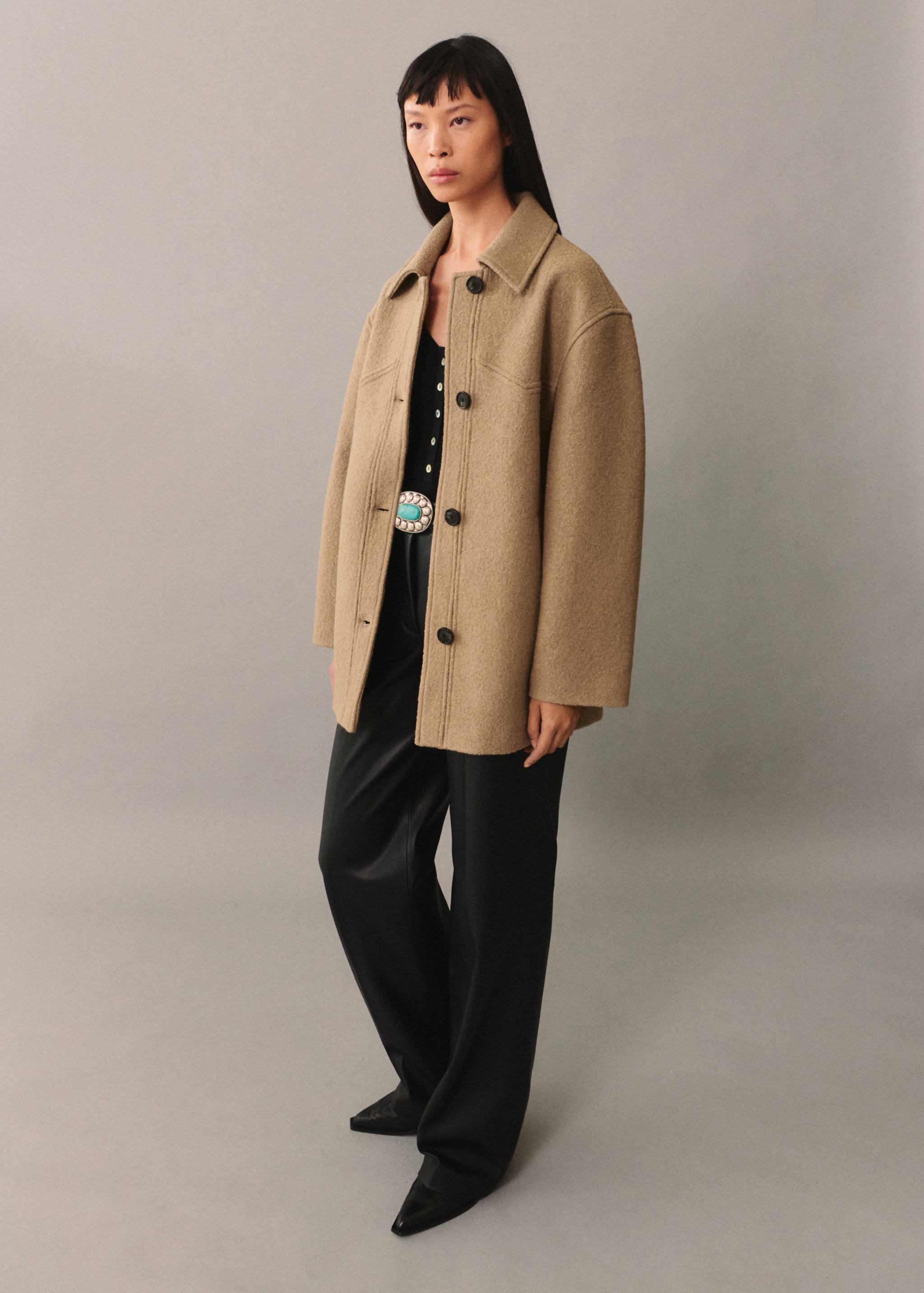 Oversize wool coat - General plane