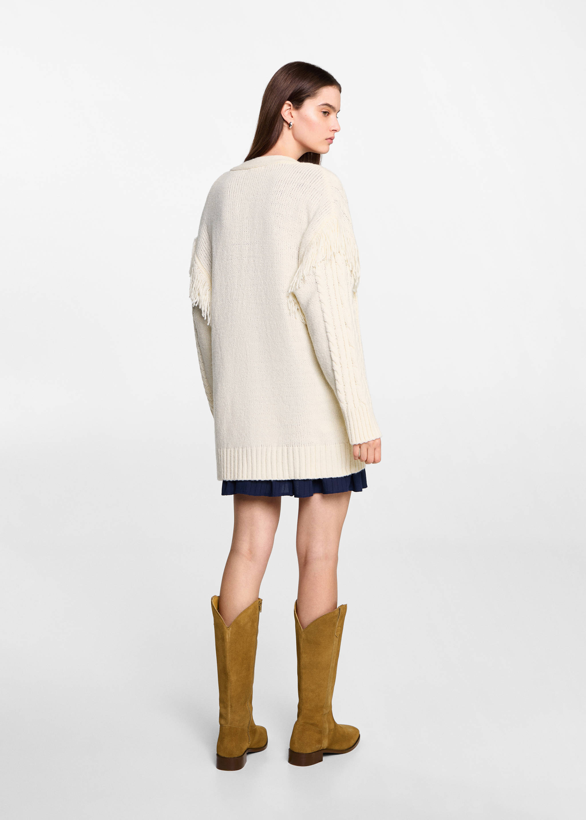 Cardigan maille torsadée franges - Verso de l’article