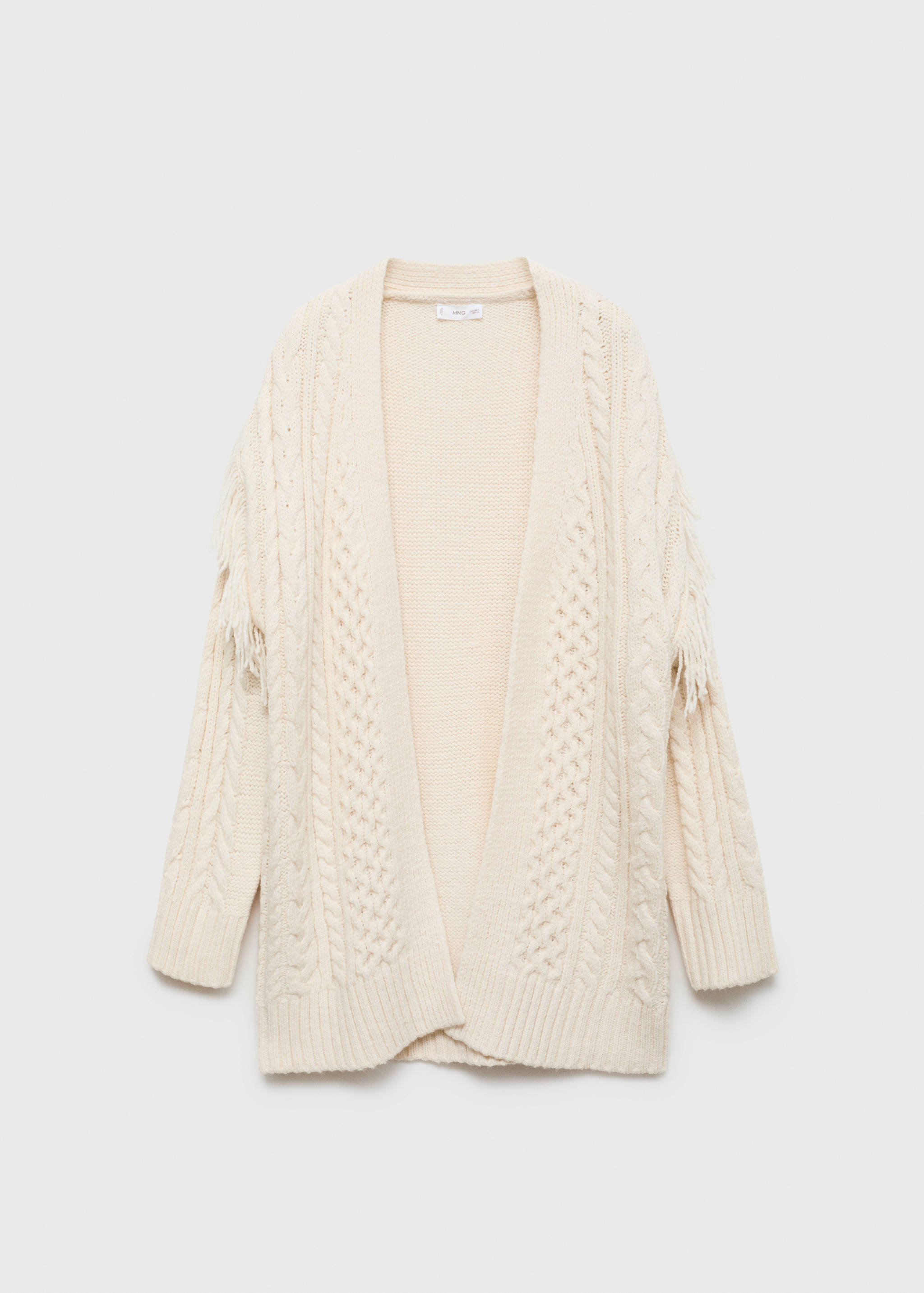 Cable knit cardigan with fringes - Article without model
