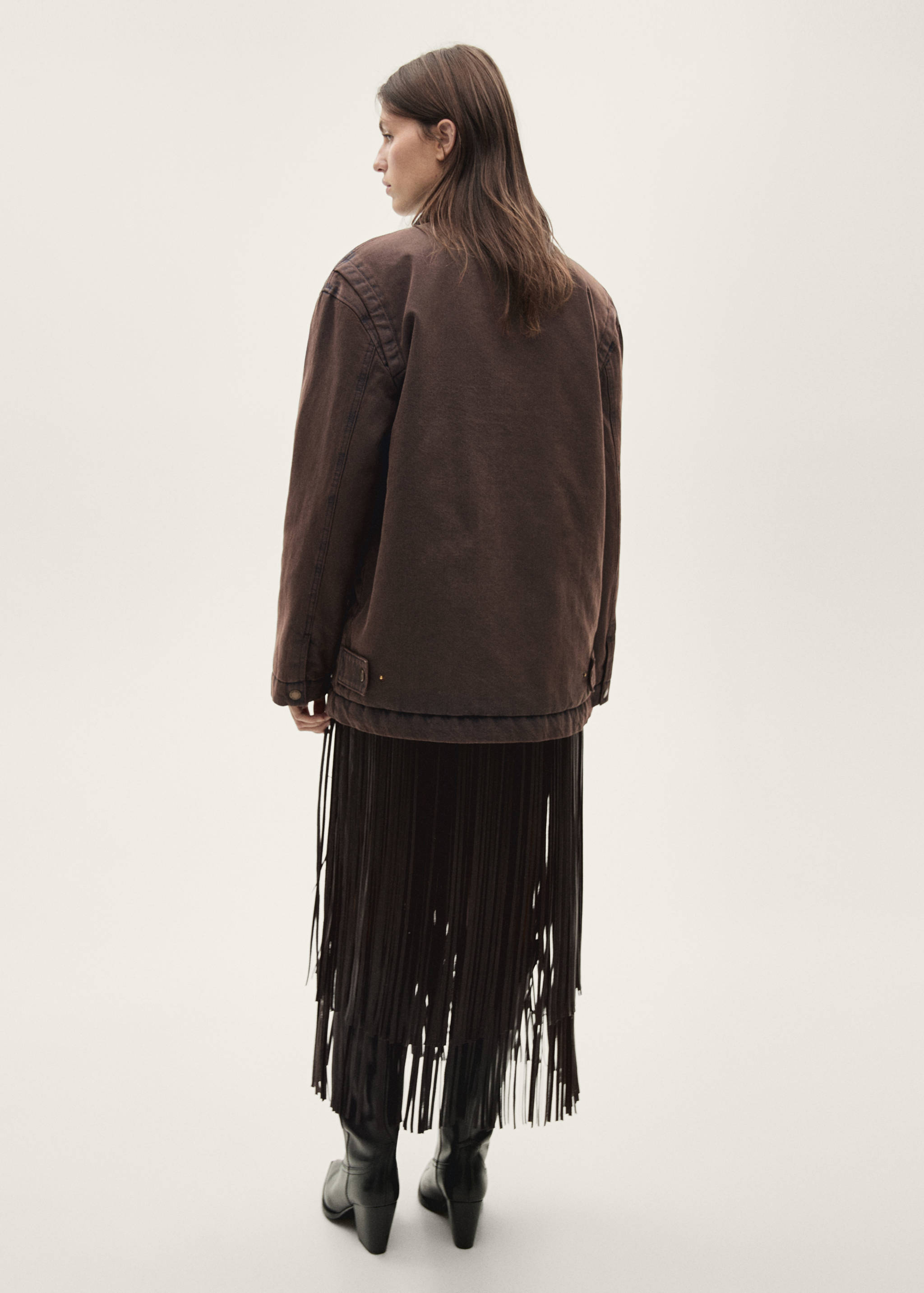 Denim parka with contrasting collar - Reverse of the article