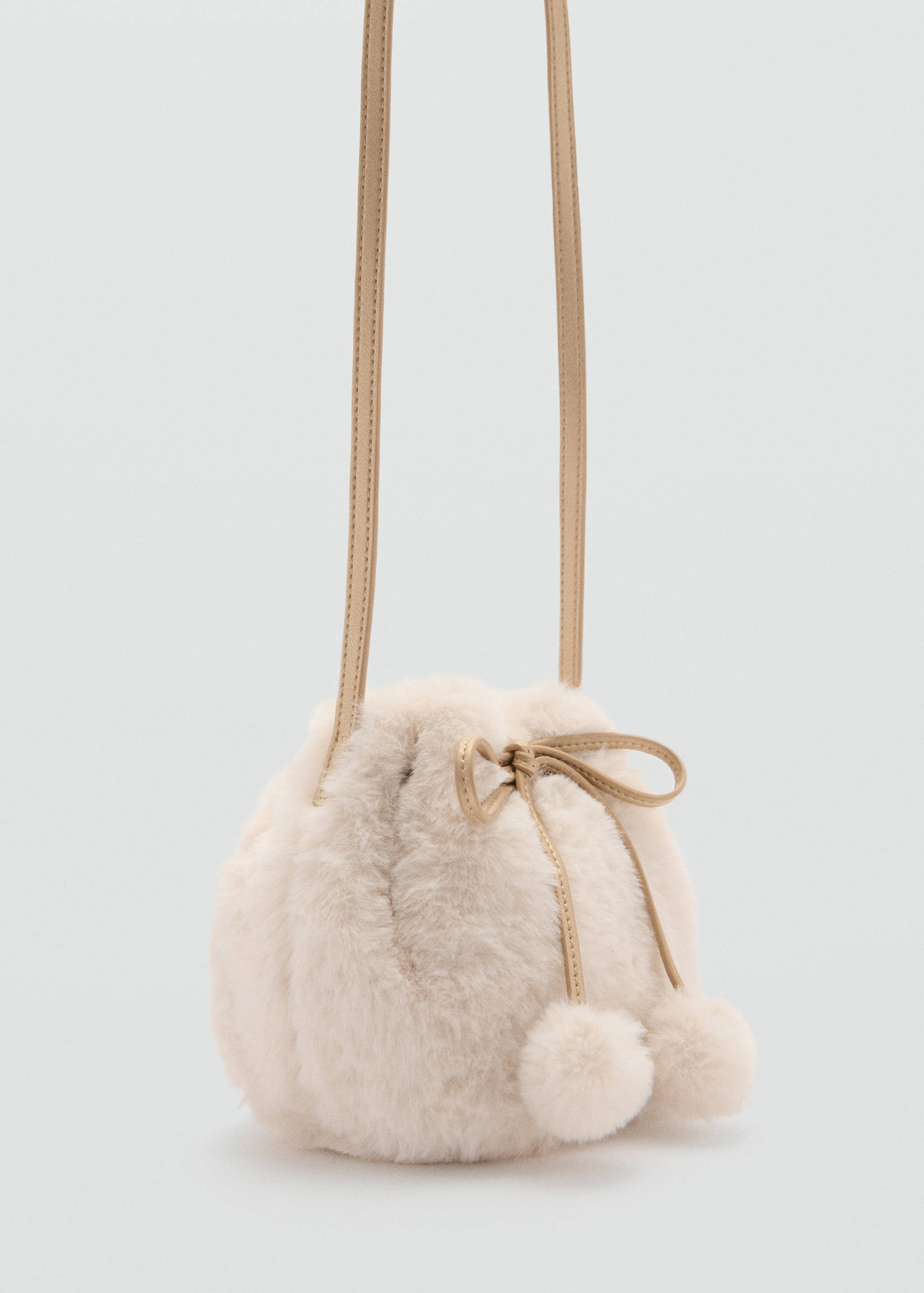 Fur-effect bag with metal handle - Medium plane
