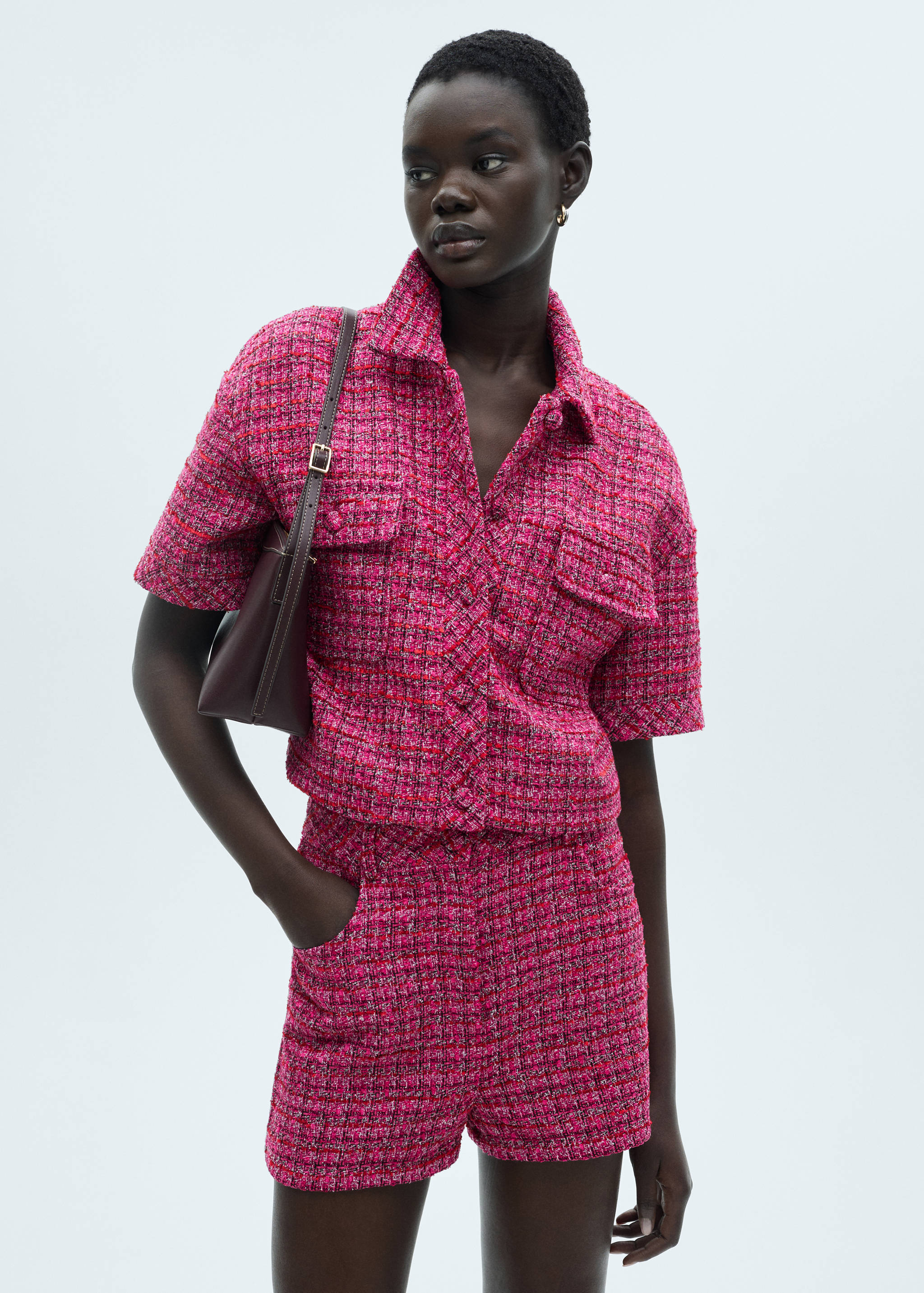 Chaqueta tweed manga corta - Plano medio