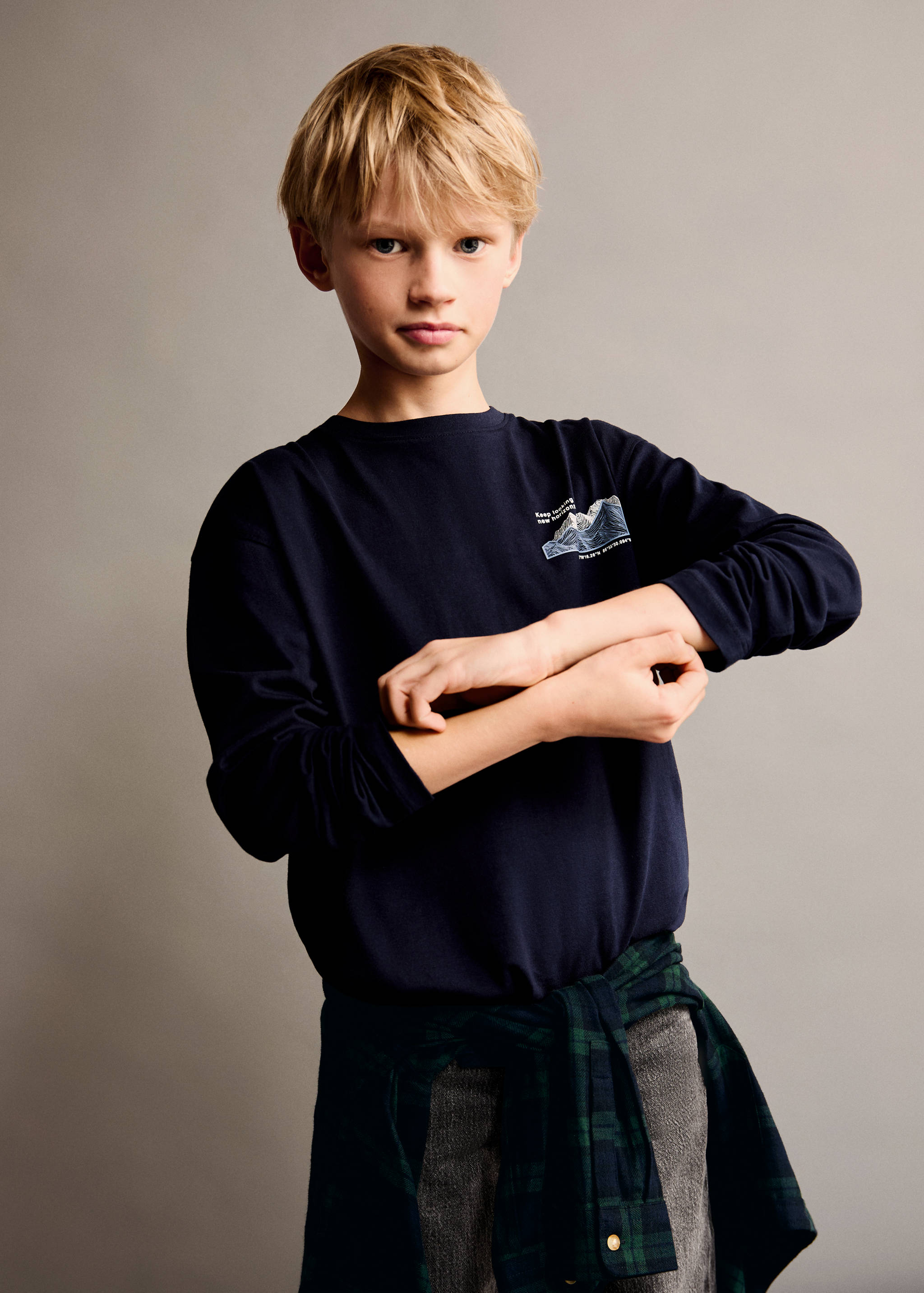 Camiseta manga larga estampada - Plano medio