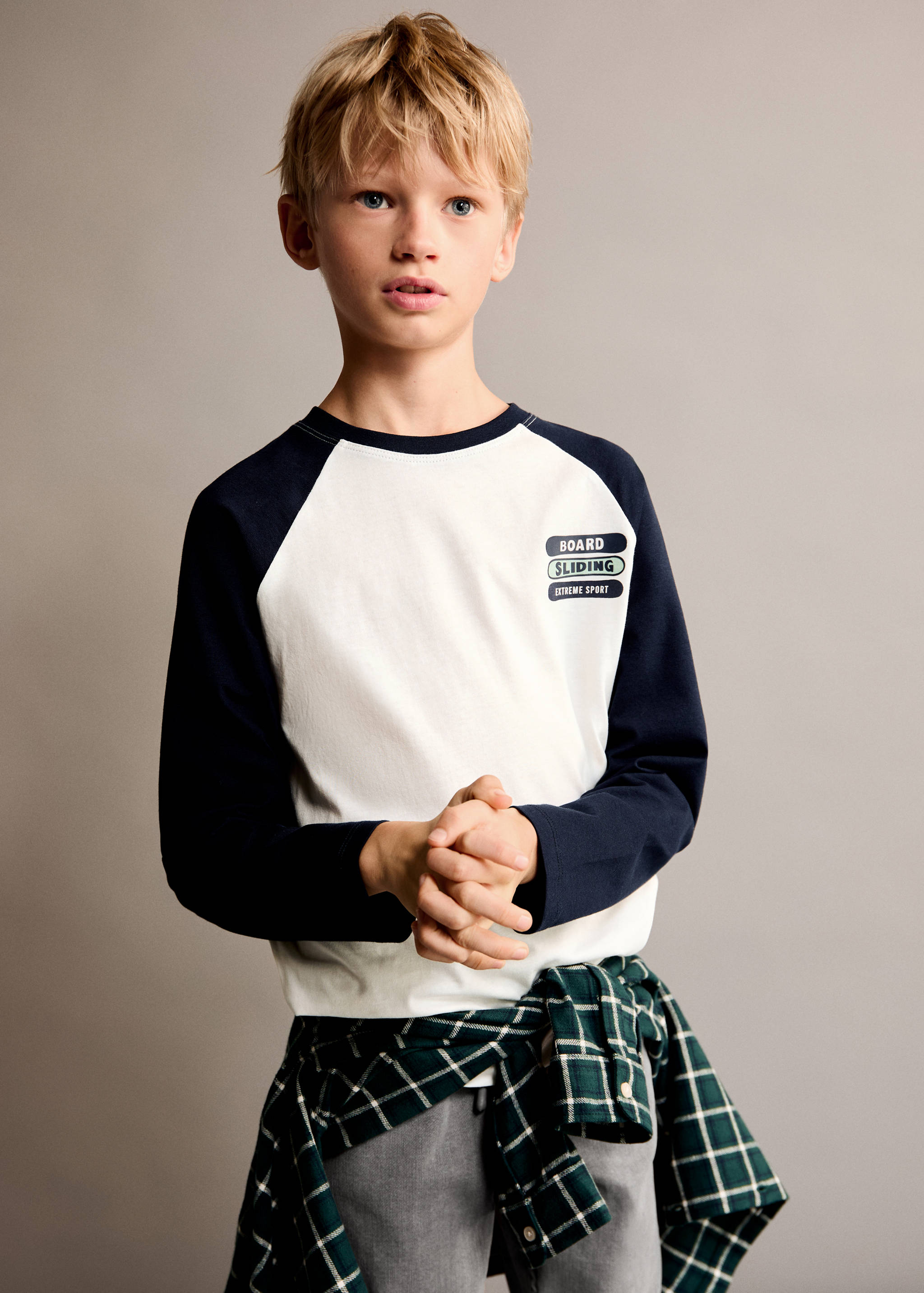 Contrasting cotton-blend T-shirt - Medium plane
