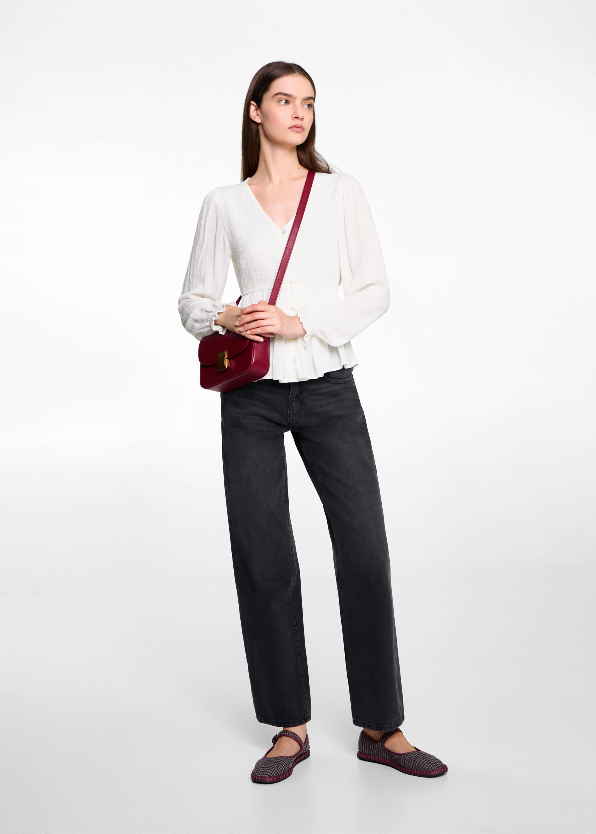 Ruched flowing blouse - General plane, Off White. Ref: 77047672-00.
