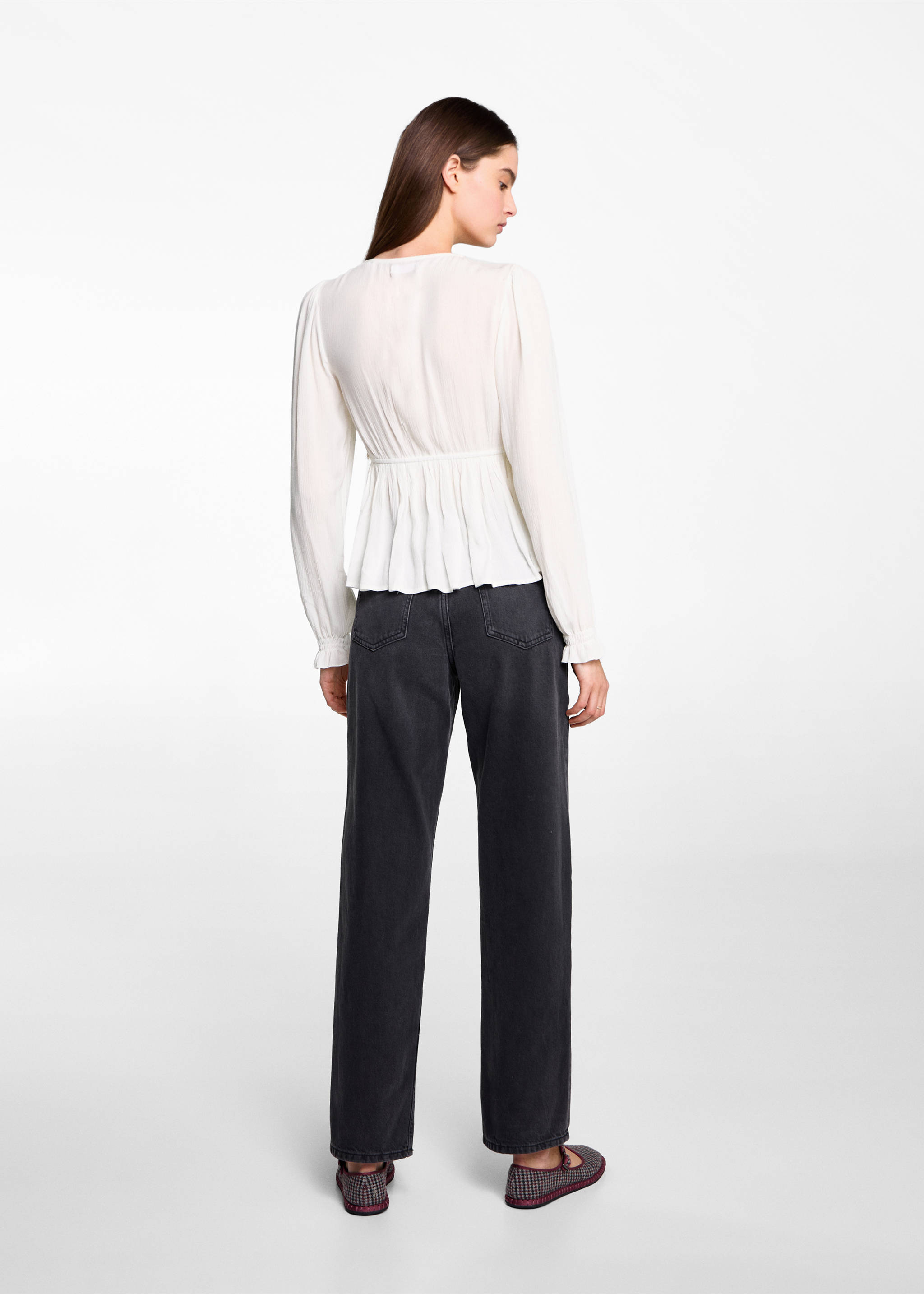 Ruched flowing blouse - Reverse of the article, Off White. Ref: 77047672-00.