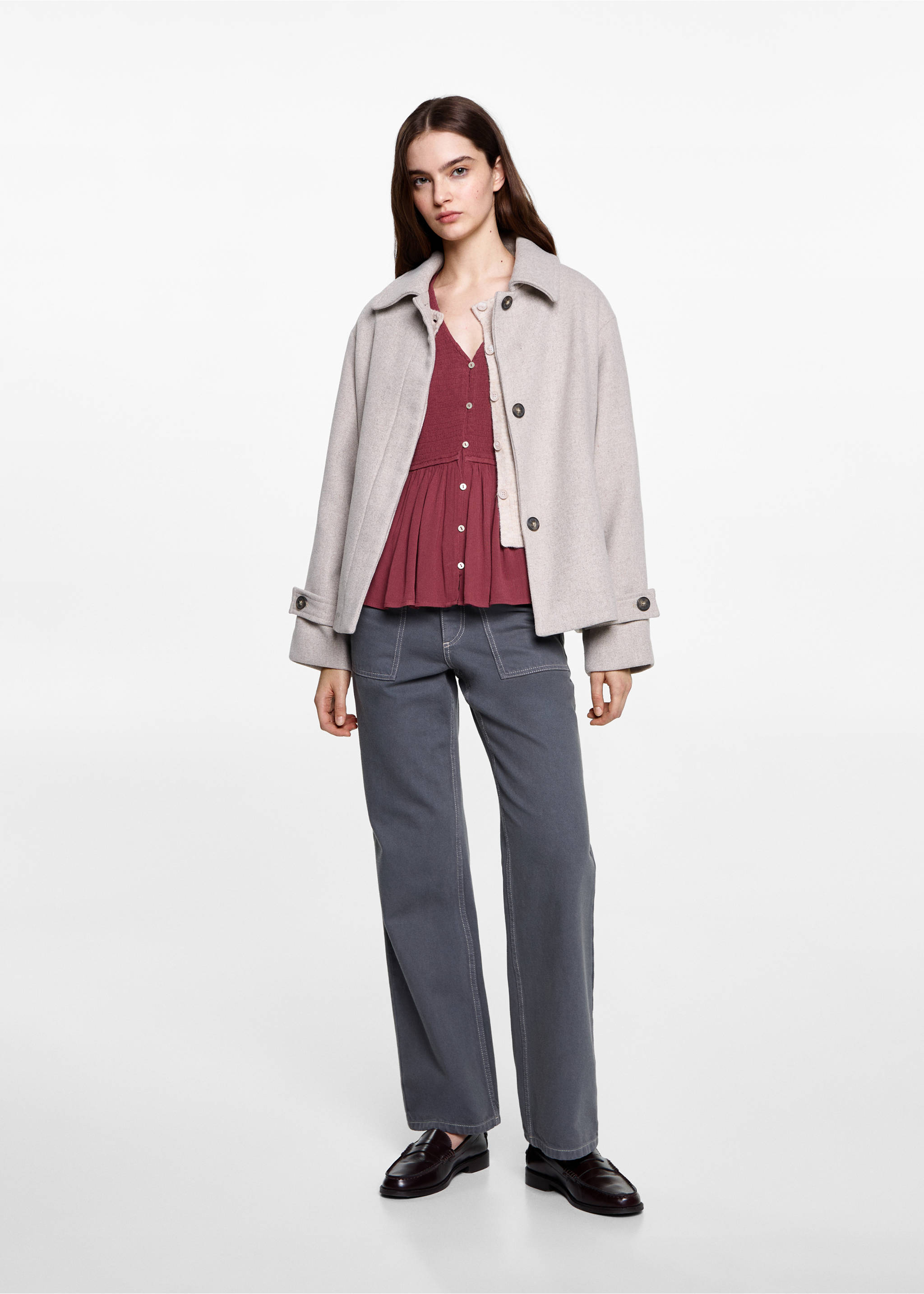 Ruched flowing blouse - General plane, Wine. Ref: 77047672-00.