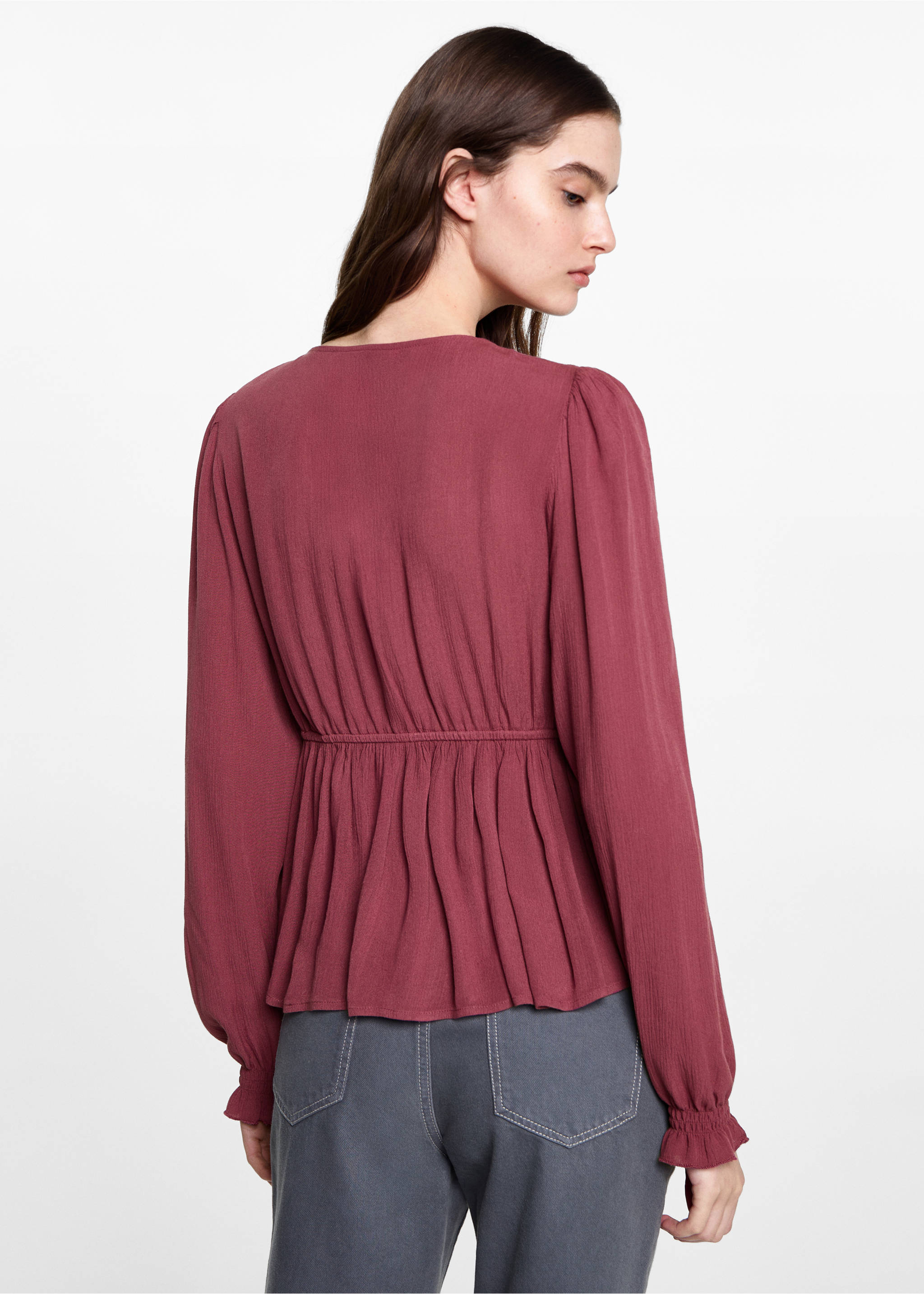 Ruched flowing blouse - Reverse of the article, Wine. Ref: 77047672-00.