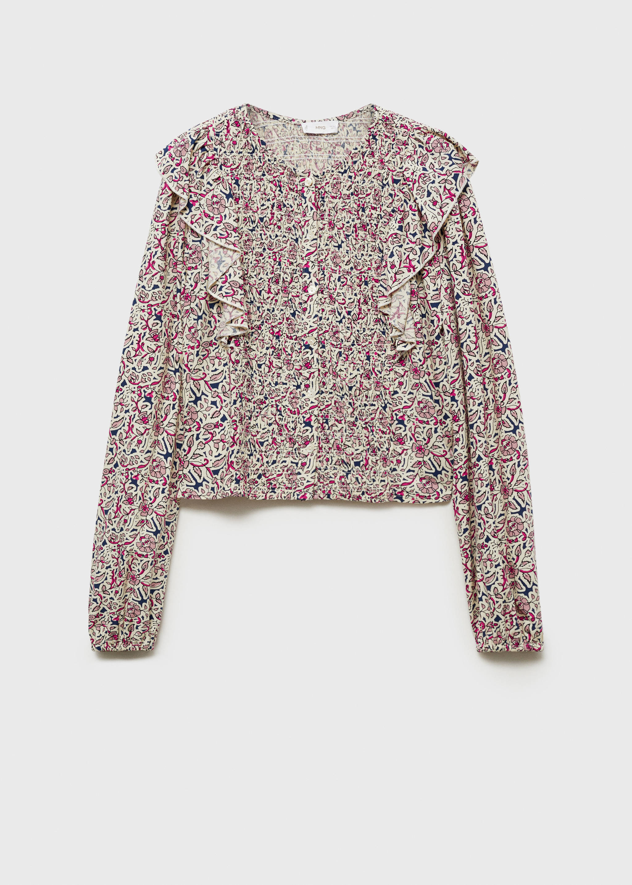 Frilled-sleeve ruched blouse - Article without model