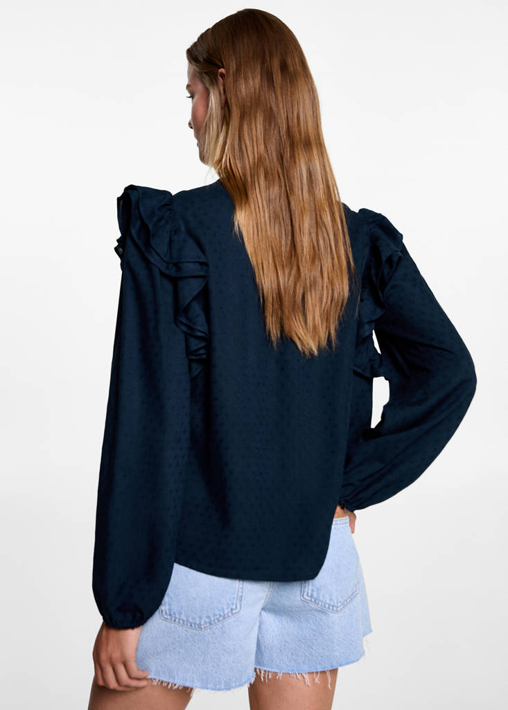 Frills embroidered shirt — Dark Navy