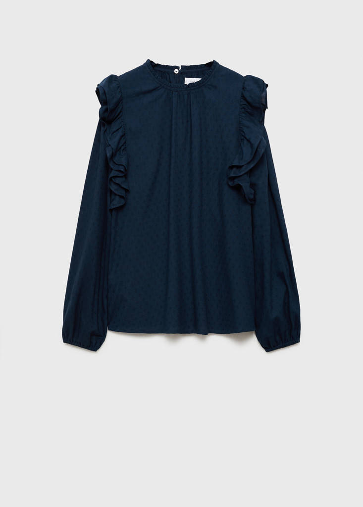 Frills embroidered shirt — Dark Navy