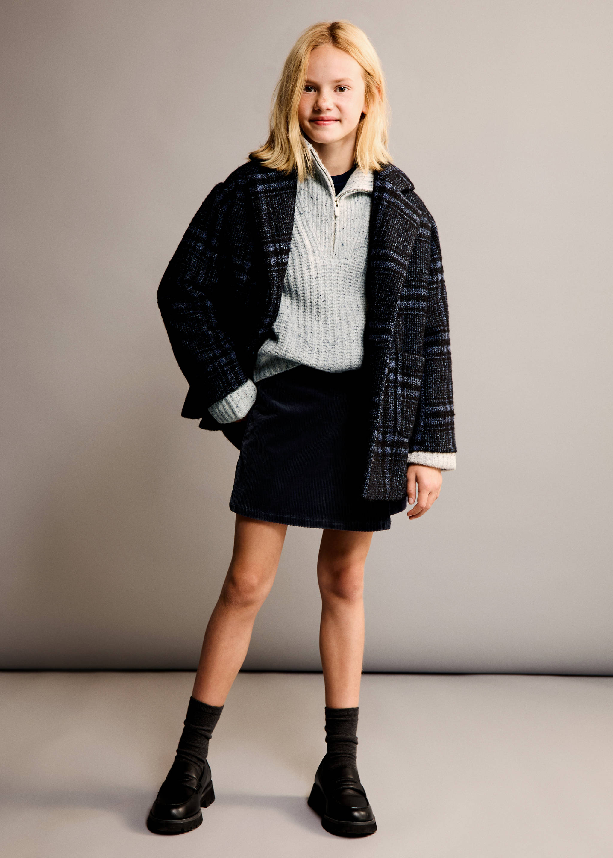 Checked wool-blend coat - General plane