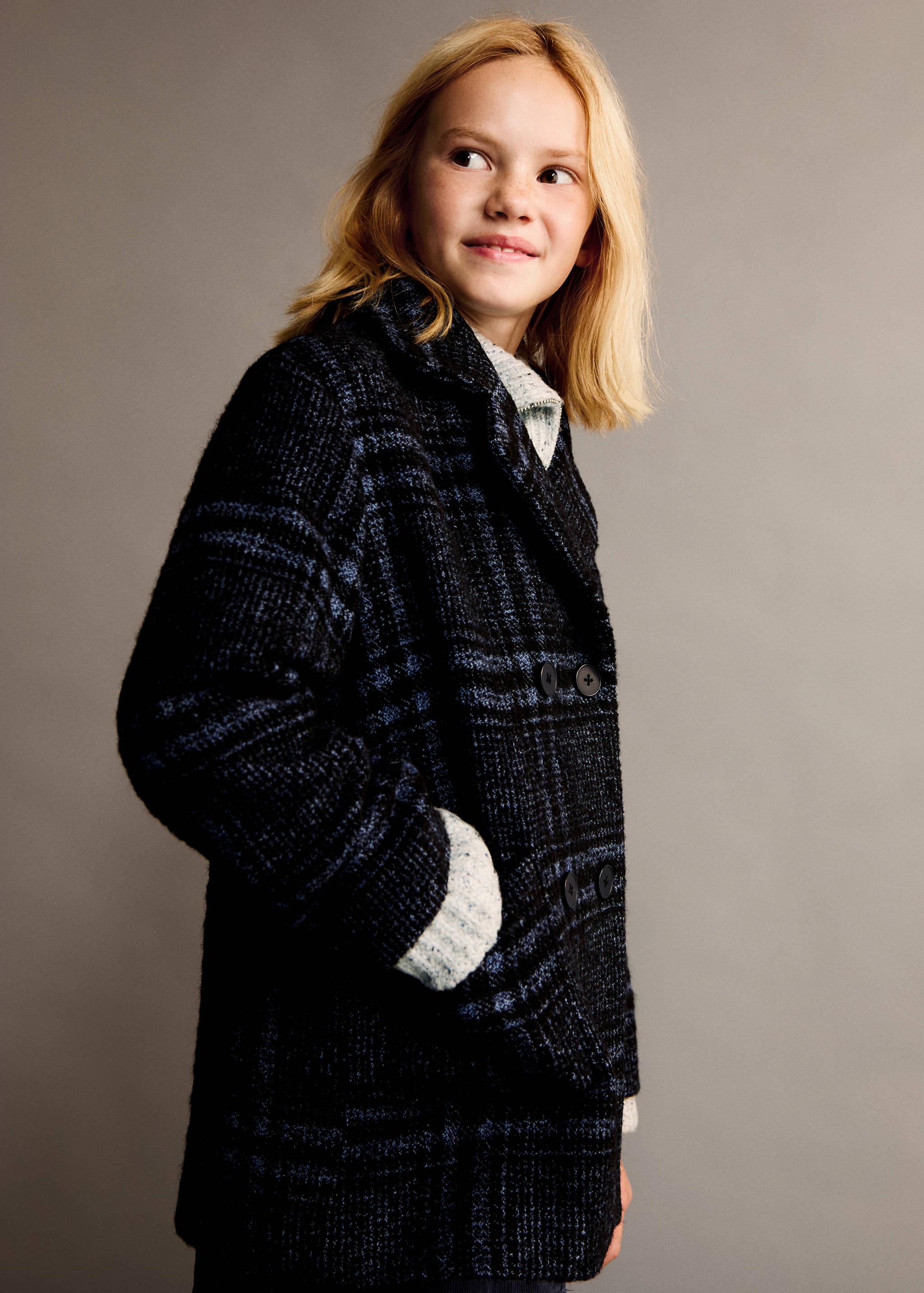 Checked wool-blend coat - Medium plane