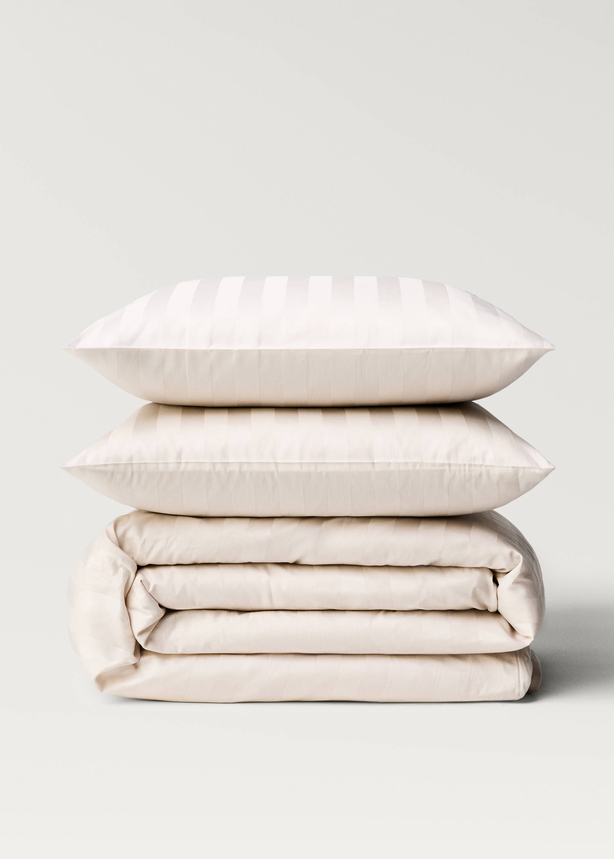 Satin cotton jacquard striped duvet cover King bed - Article without model