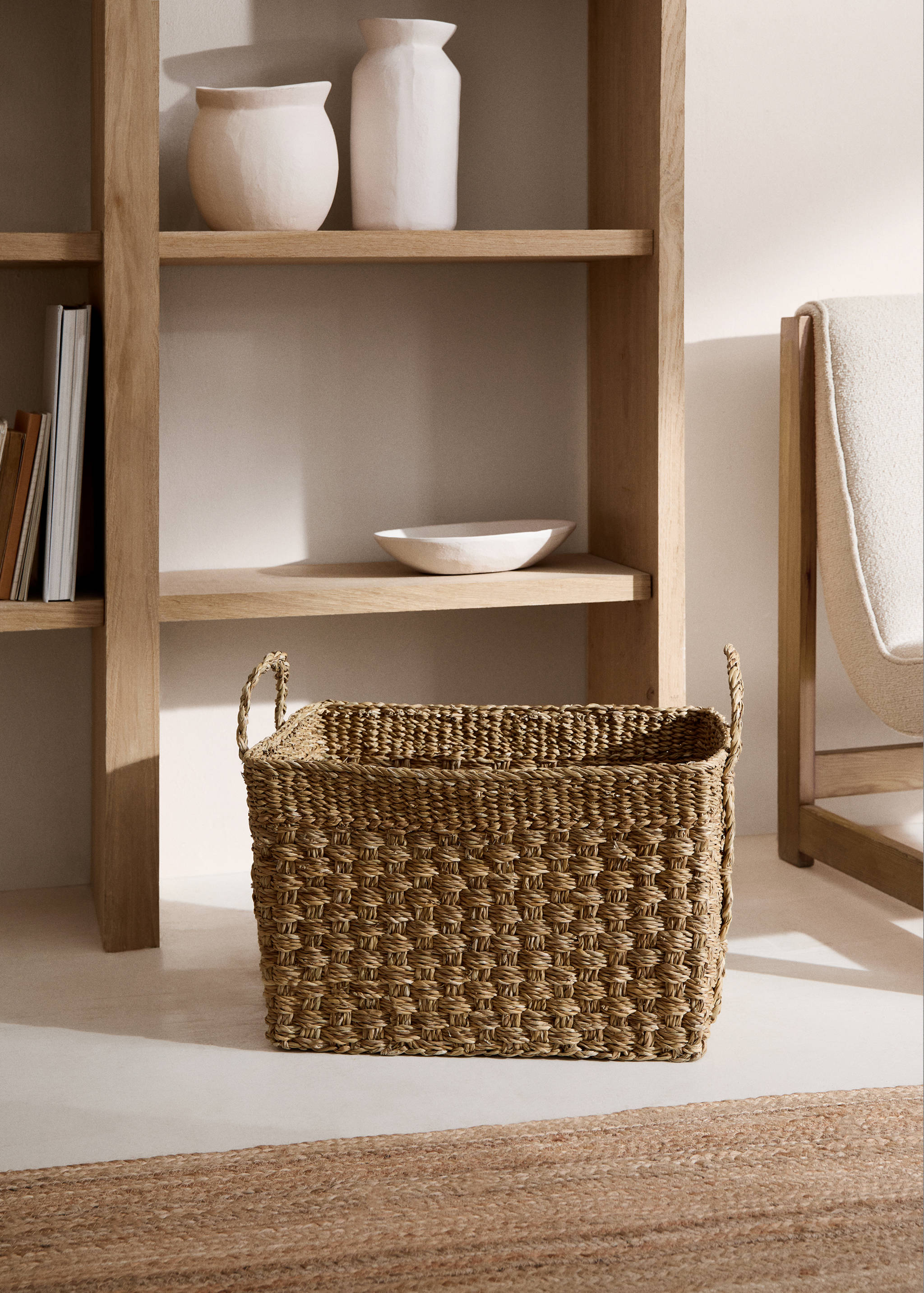 Natural fiber square basket 42x32cm - General plane
