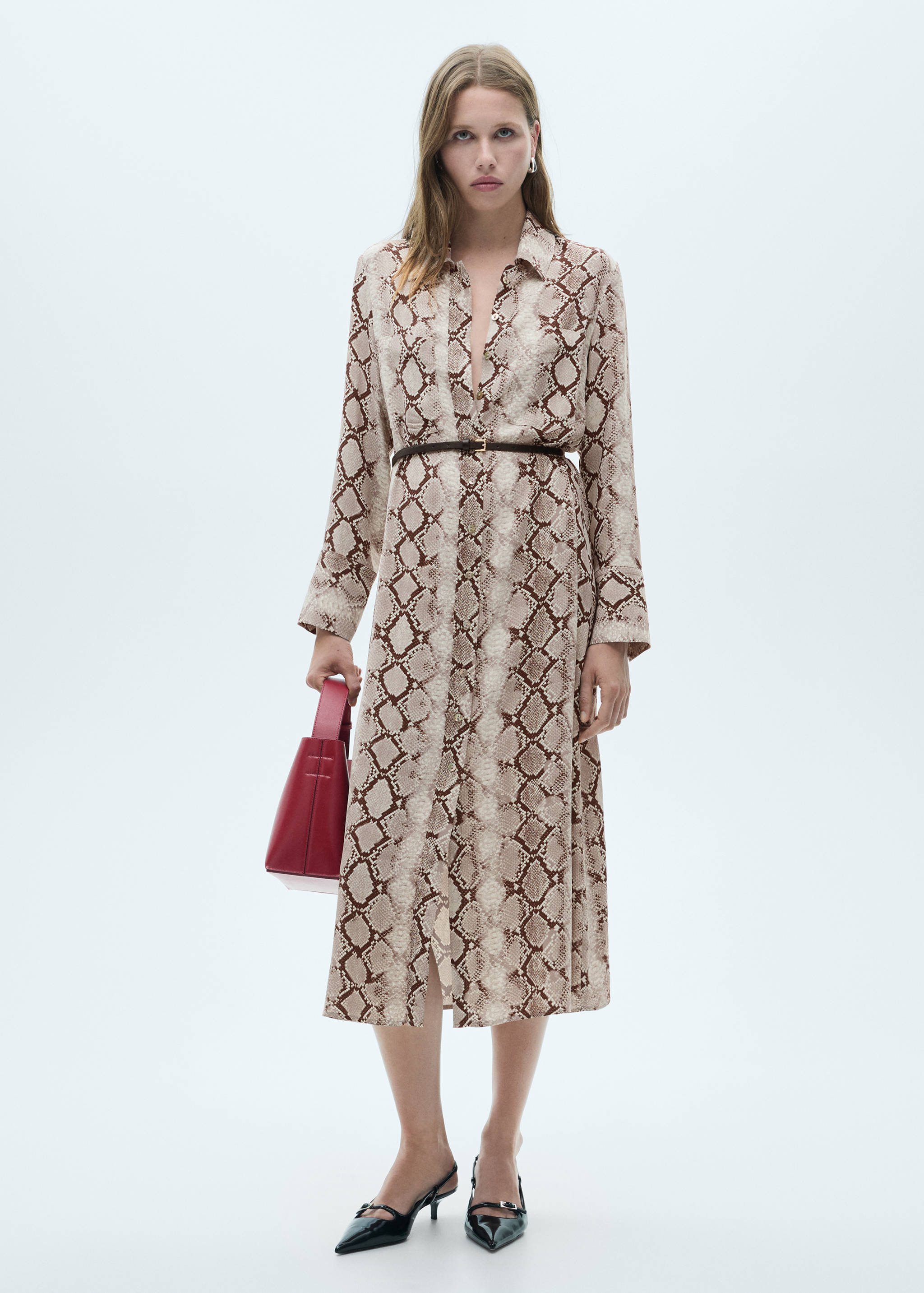 Robe chemisier en imprimé serpent - Plan général