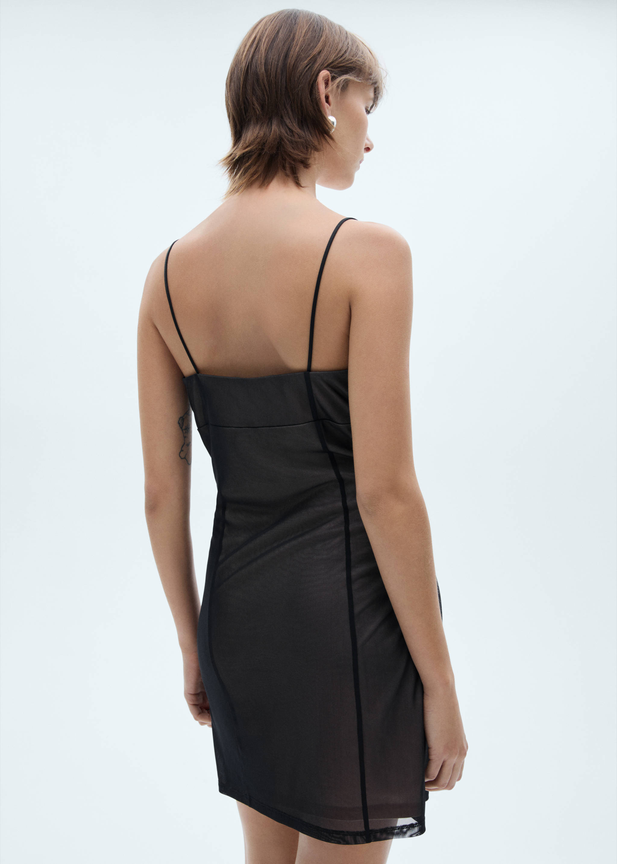 Vestido corto lencero mesh - Reverso del artículo