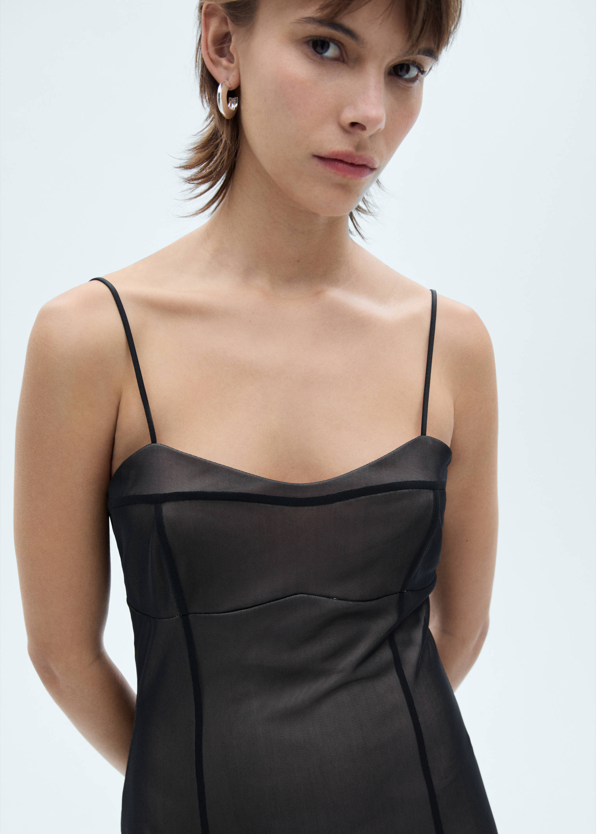 Vestido corto lencero mesh - Detalle del artículo 1