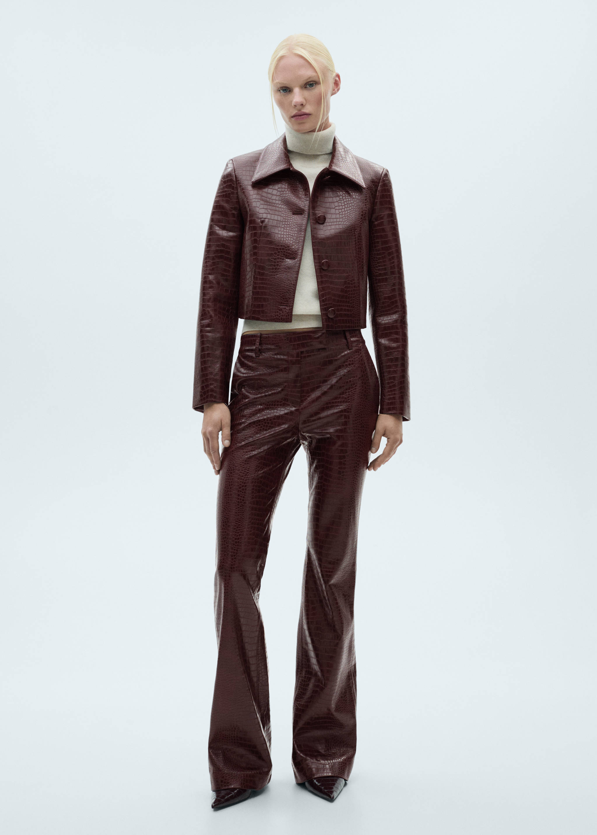 鳄鱼纹短款夹克 - null