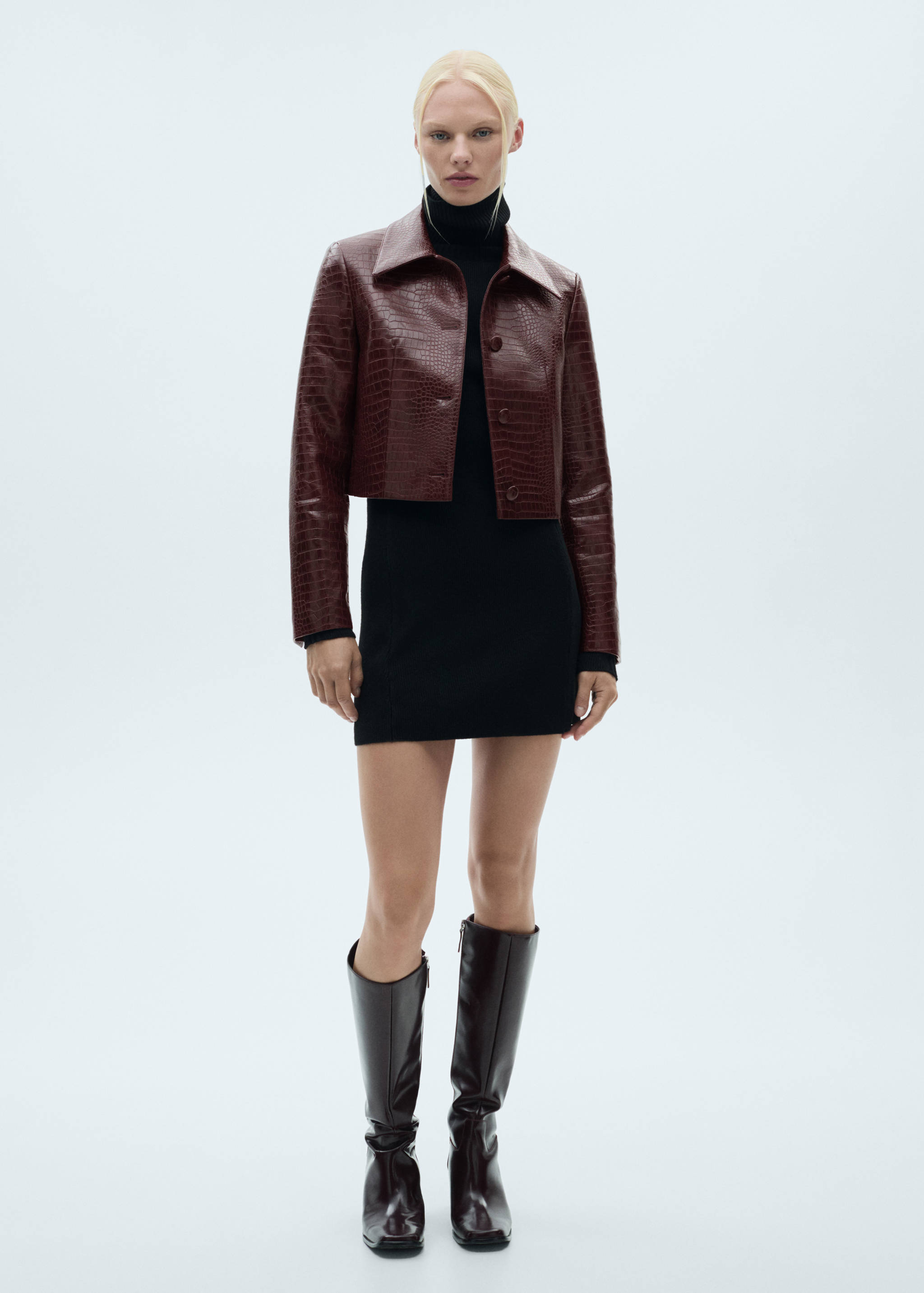 鳄鱼纹短款夹克 - null