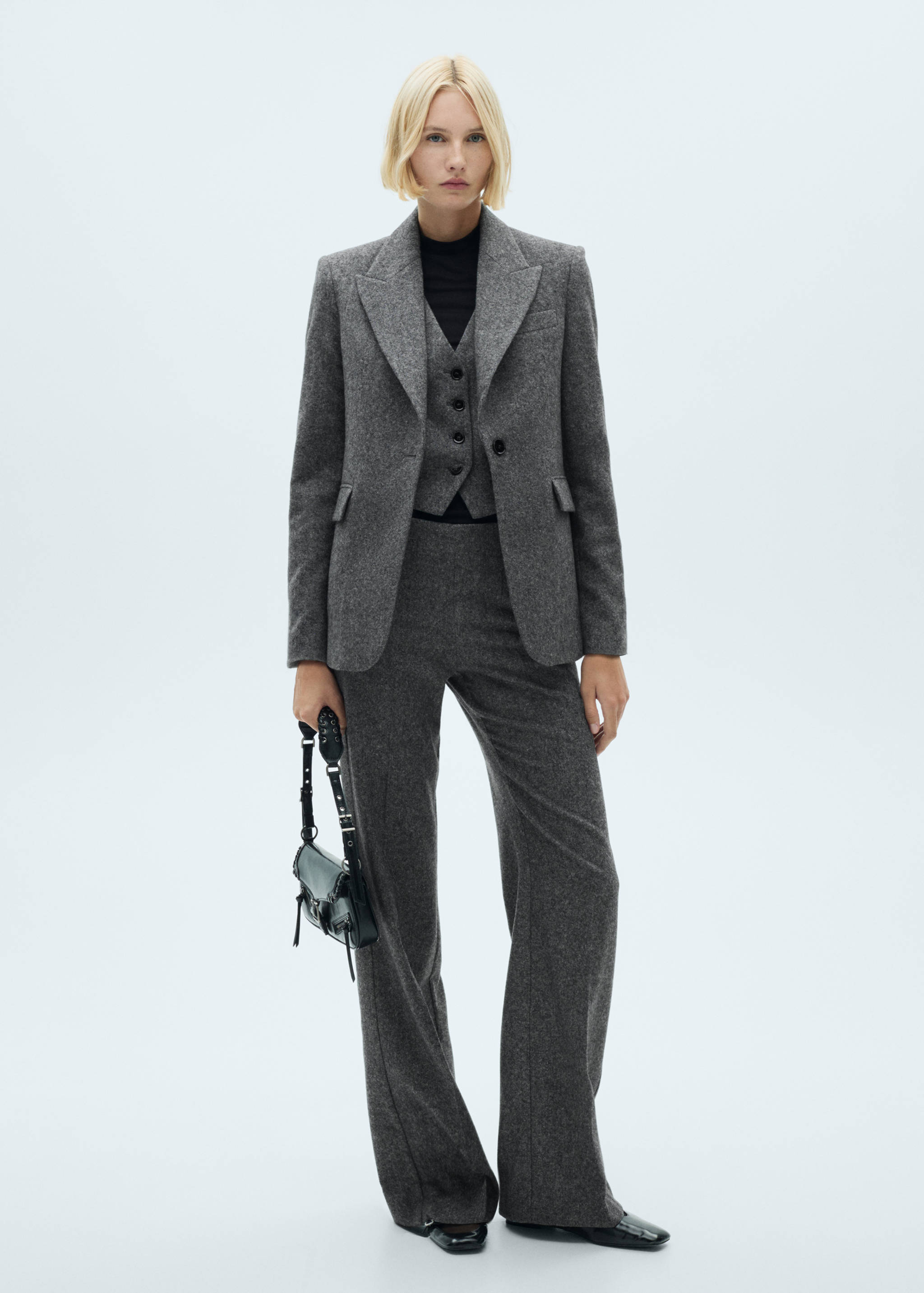 Pantalón traje jaspeado lana - Plano general