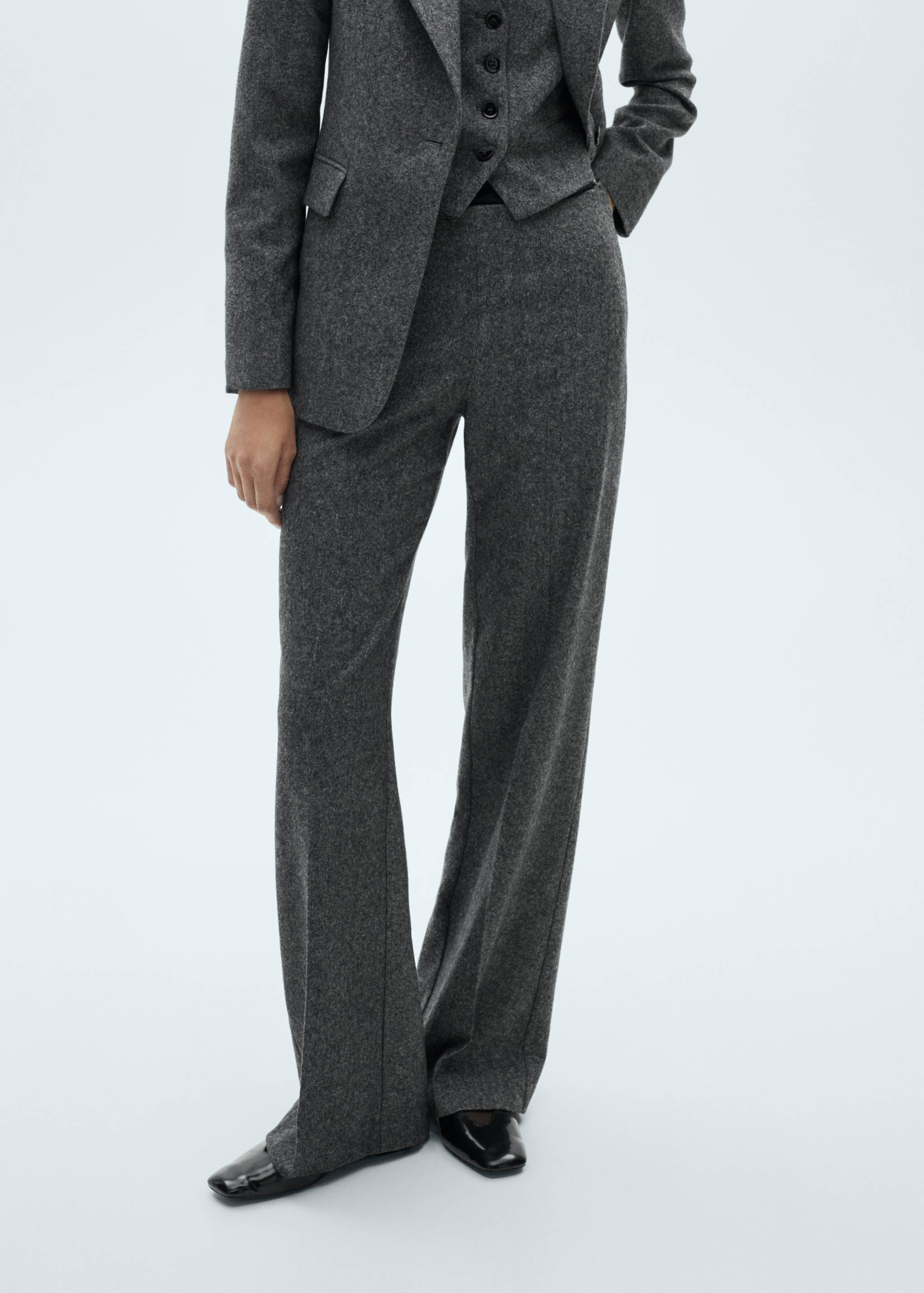 Pantalón traje jaspeado lana - Plano medio