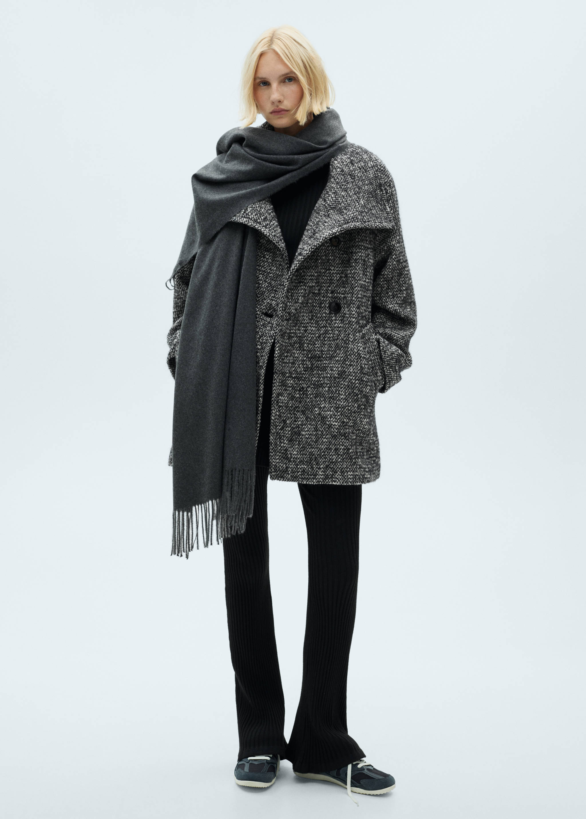 Manteau chiné double boutonnage - Plan général