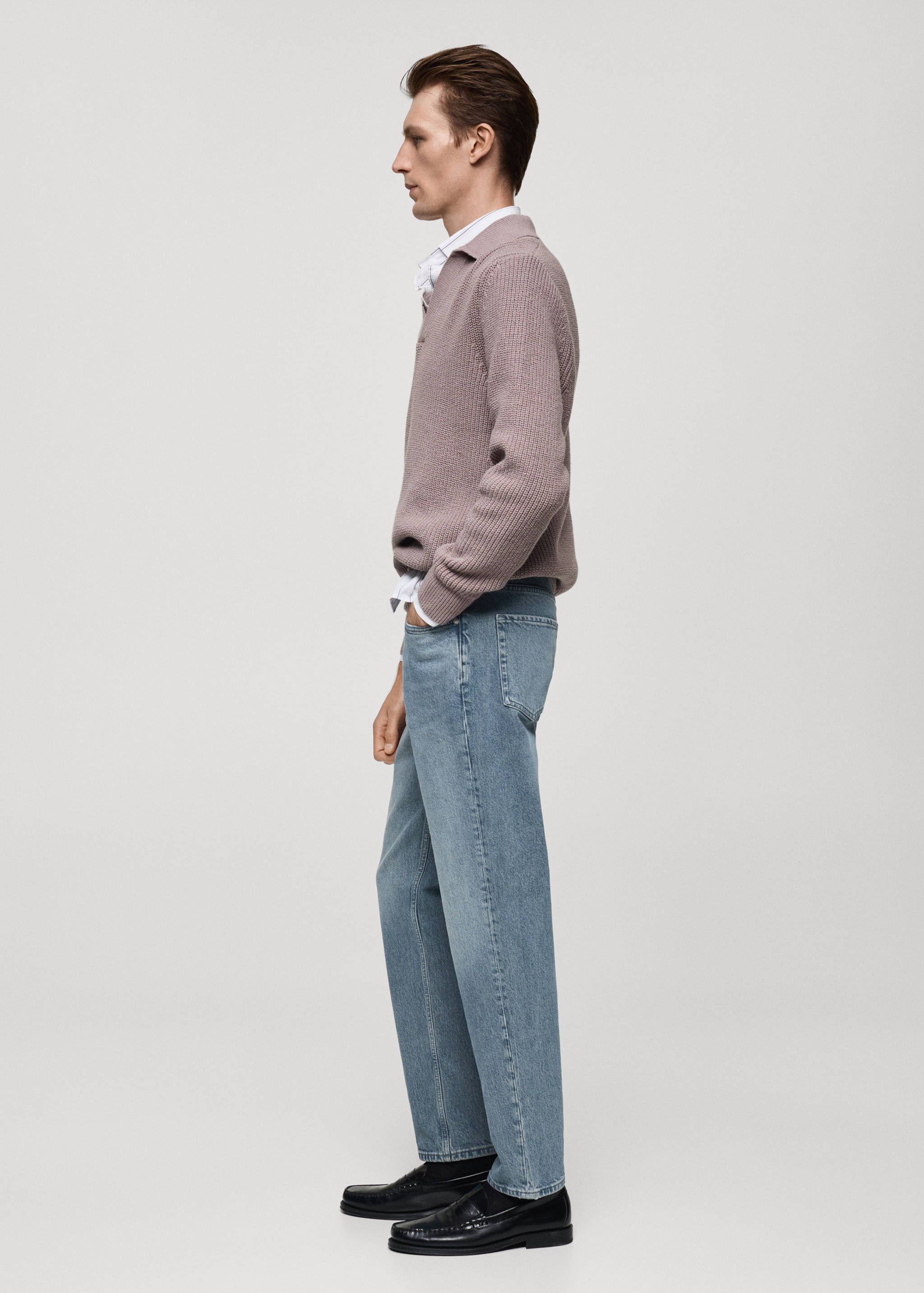 磨损效果常规版型牛仔裤 - null